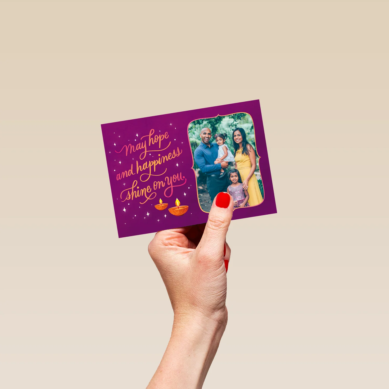 Personalised 'Hope & Happiness' Photo Upload Diwali Card - Image 4