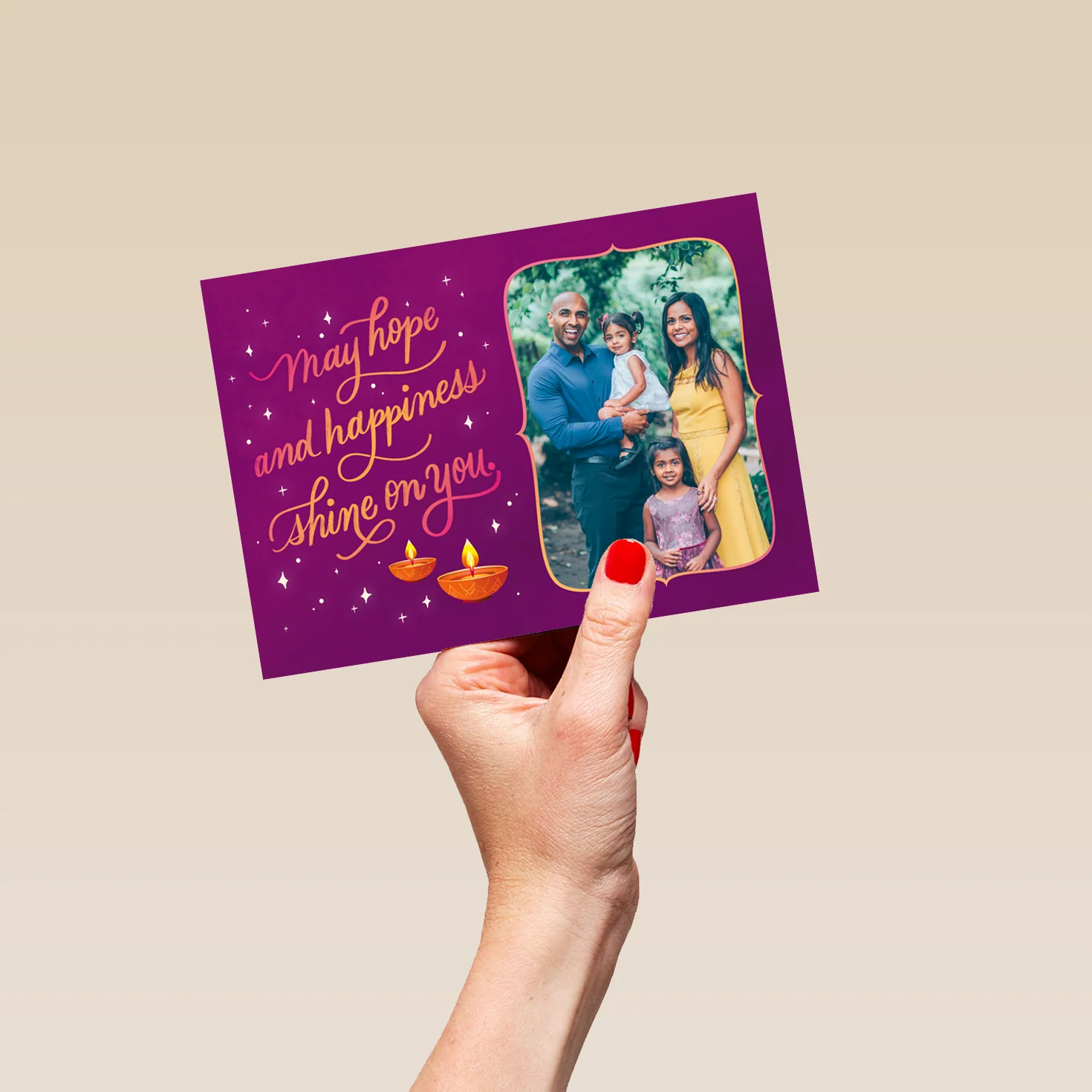 Personalised 'Hope & Happiness' Photo Upload Diwali Card - Image 5