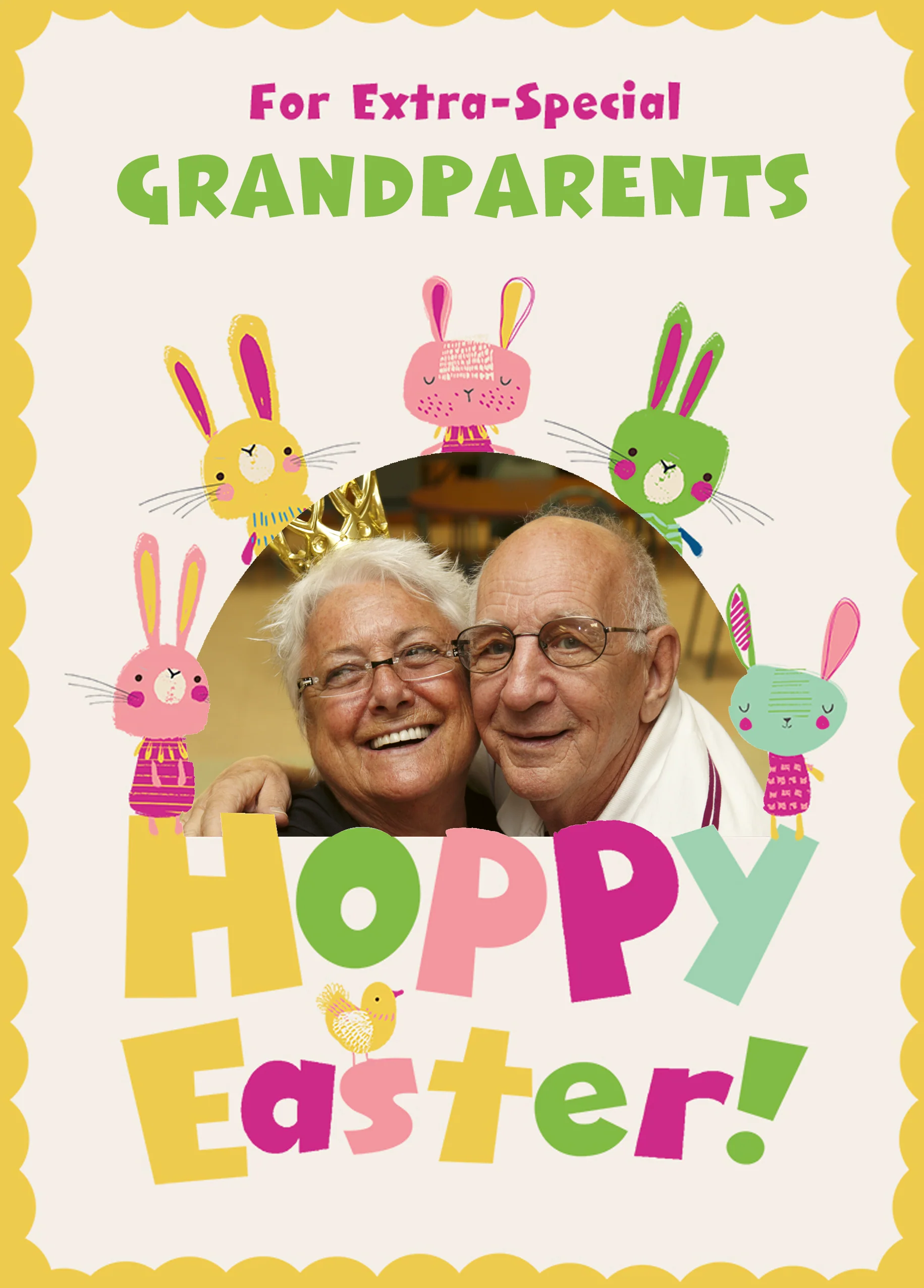Personalised Hoppy Bunnies Photo Upload Easter Card for Grandparents
