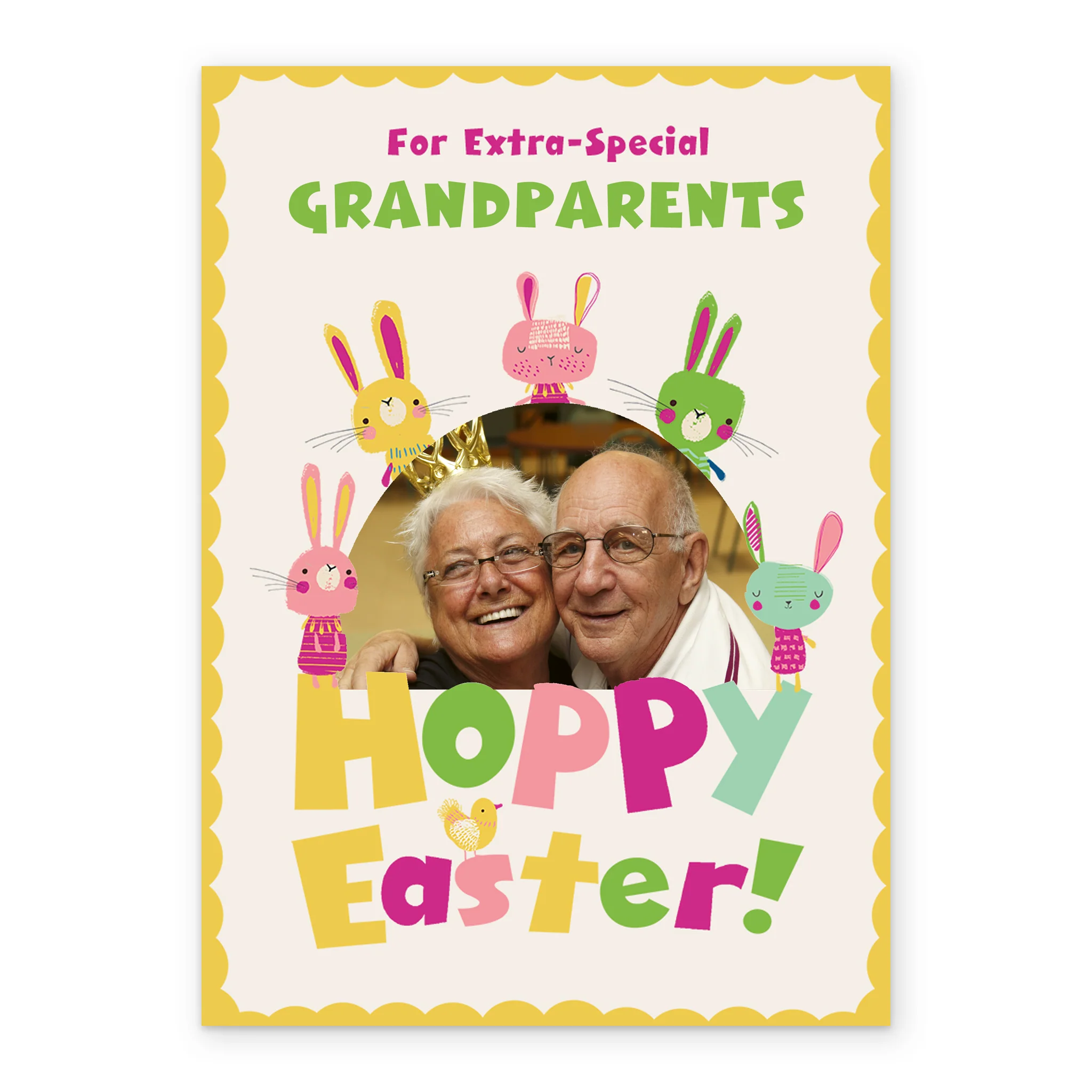 Personalised Hoppy Bunnies Photo Upload Easter Card for Grandparents - Image 2