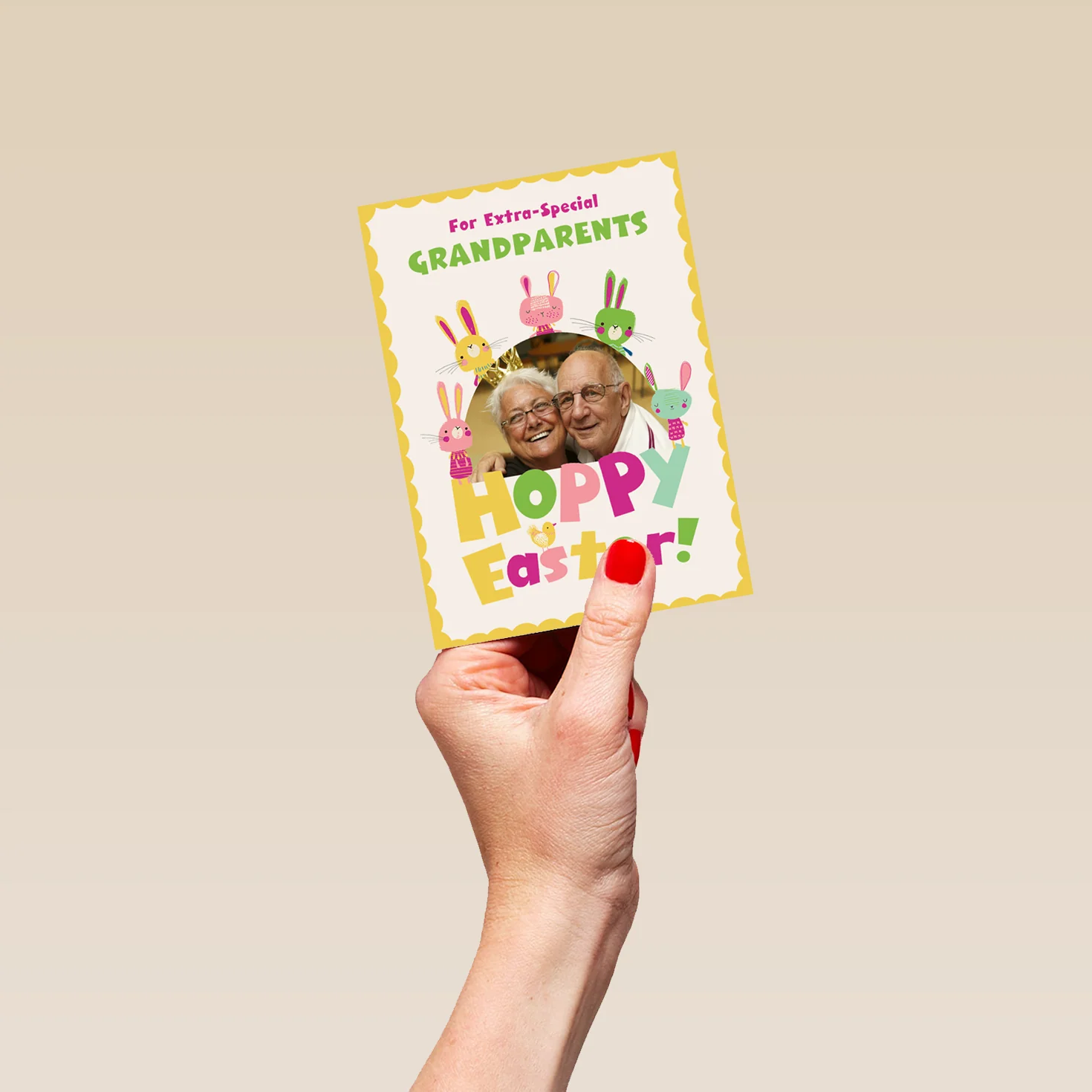 Personalised Hoppy Bunnies Photo Upload Easter Card for Grandparents - Image 4