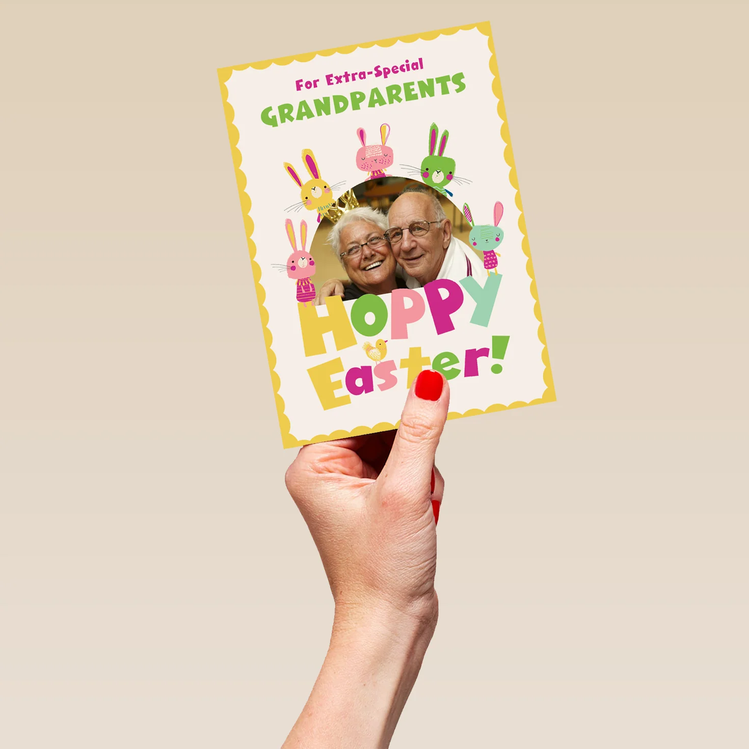 Personalised Hoppy Bunnies Photo Upload Easter Card for Grandparents - Image 5