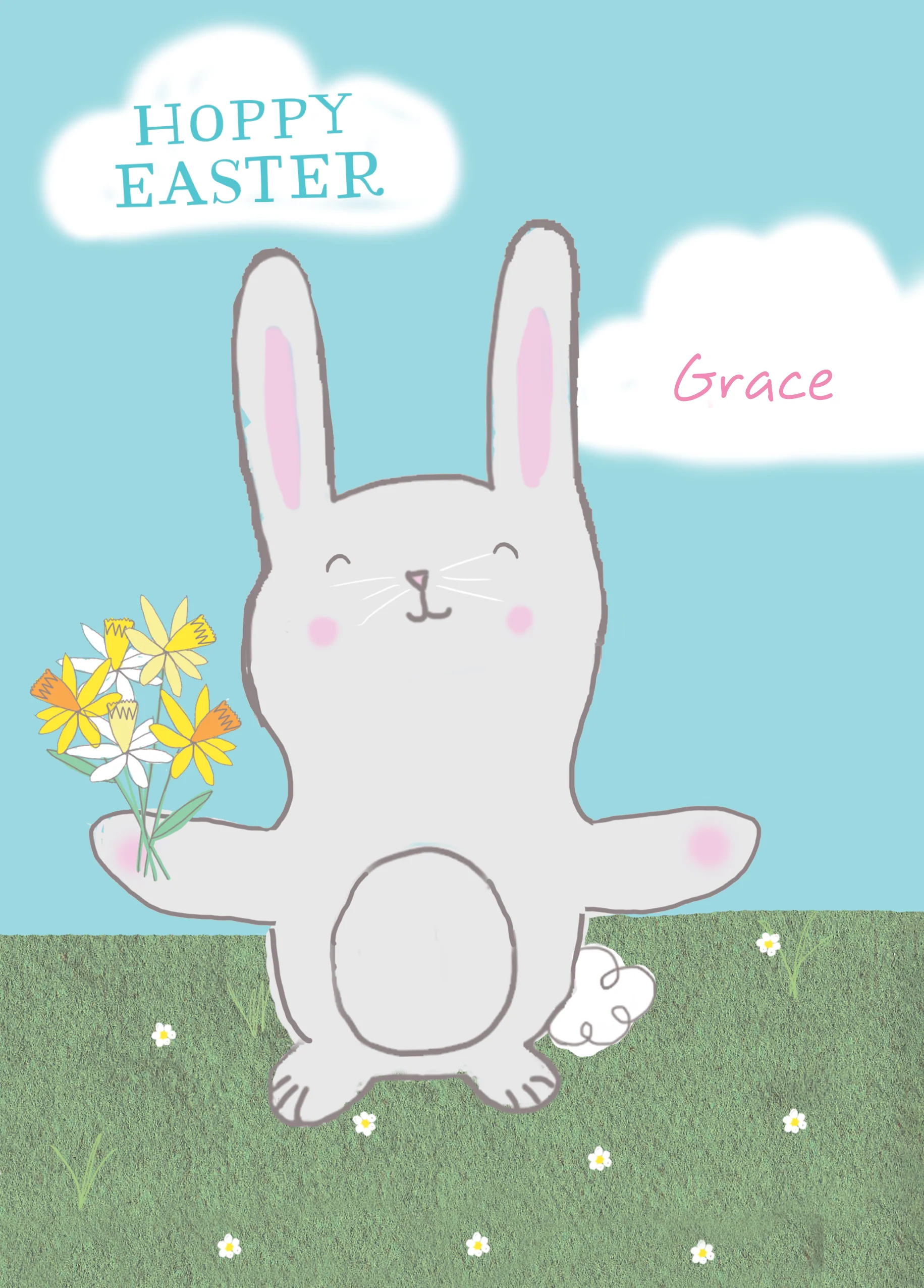 Personalised Hoppy Bunny Rabbit Easter Card