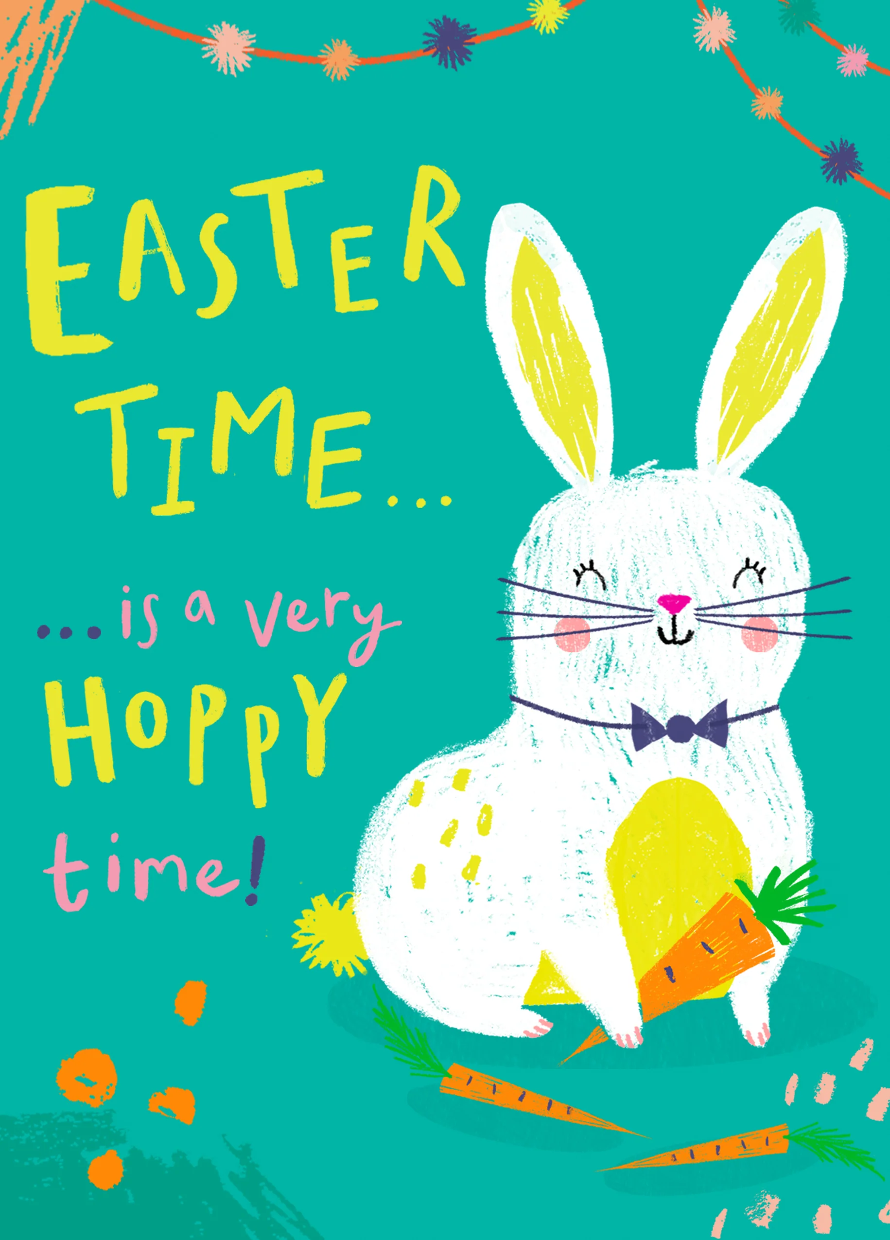 Personalised Hoppy Bunny Time Easter Card