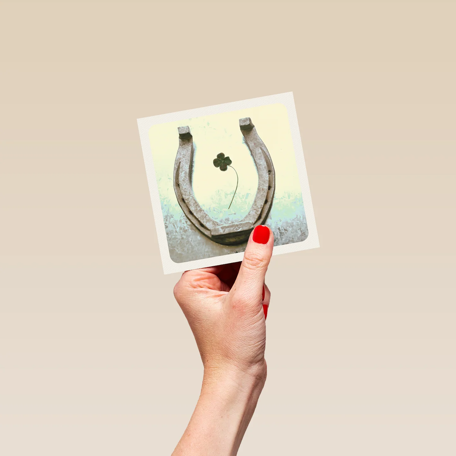 Personalised Horse Shoe & Four Leaf Clover Good Luck Card - Image 4