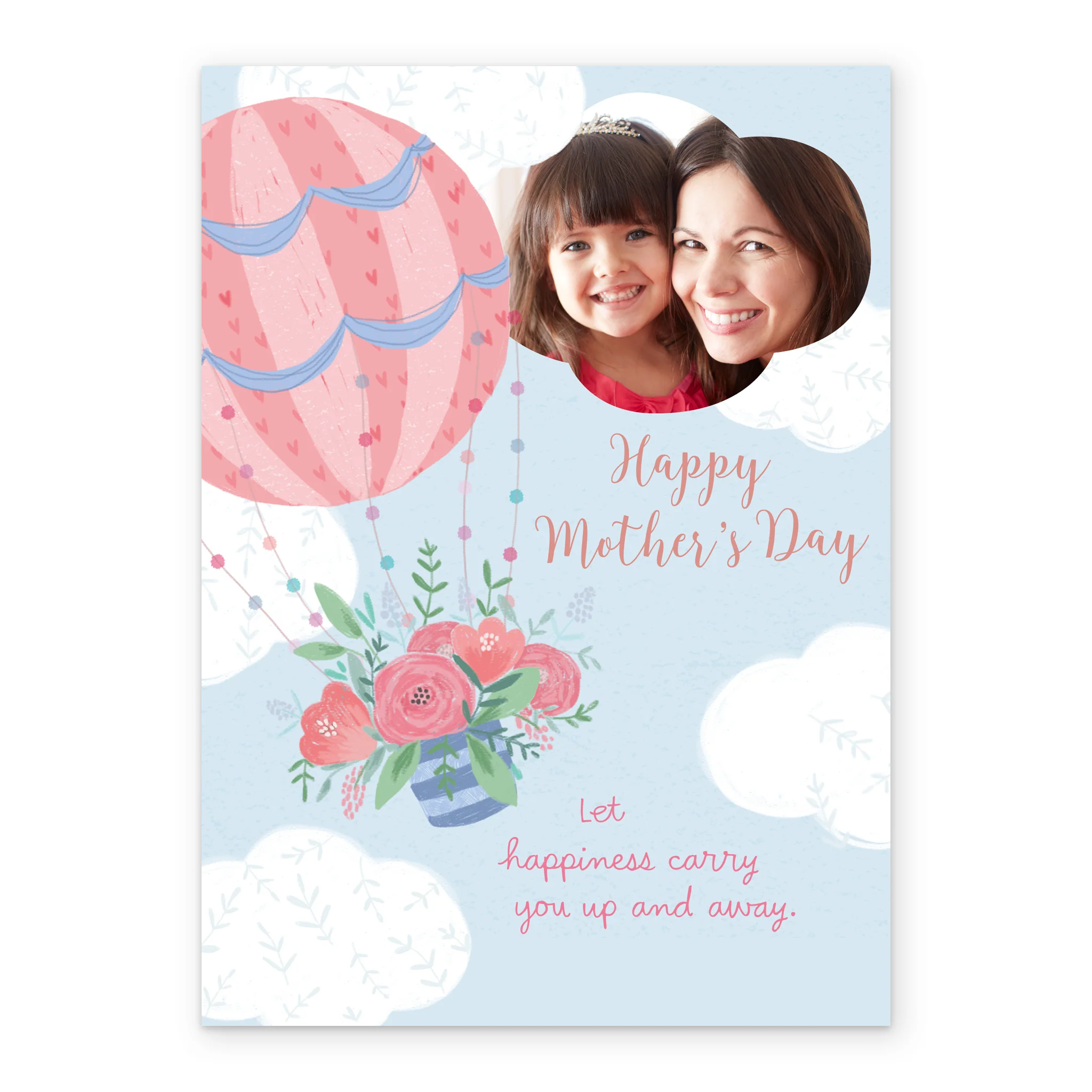 Personalised Hot Air Balloon & Flowers Mother's Day Photo Upload Card - Image 2