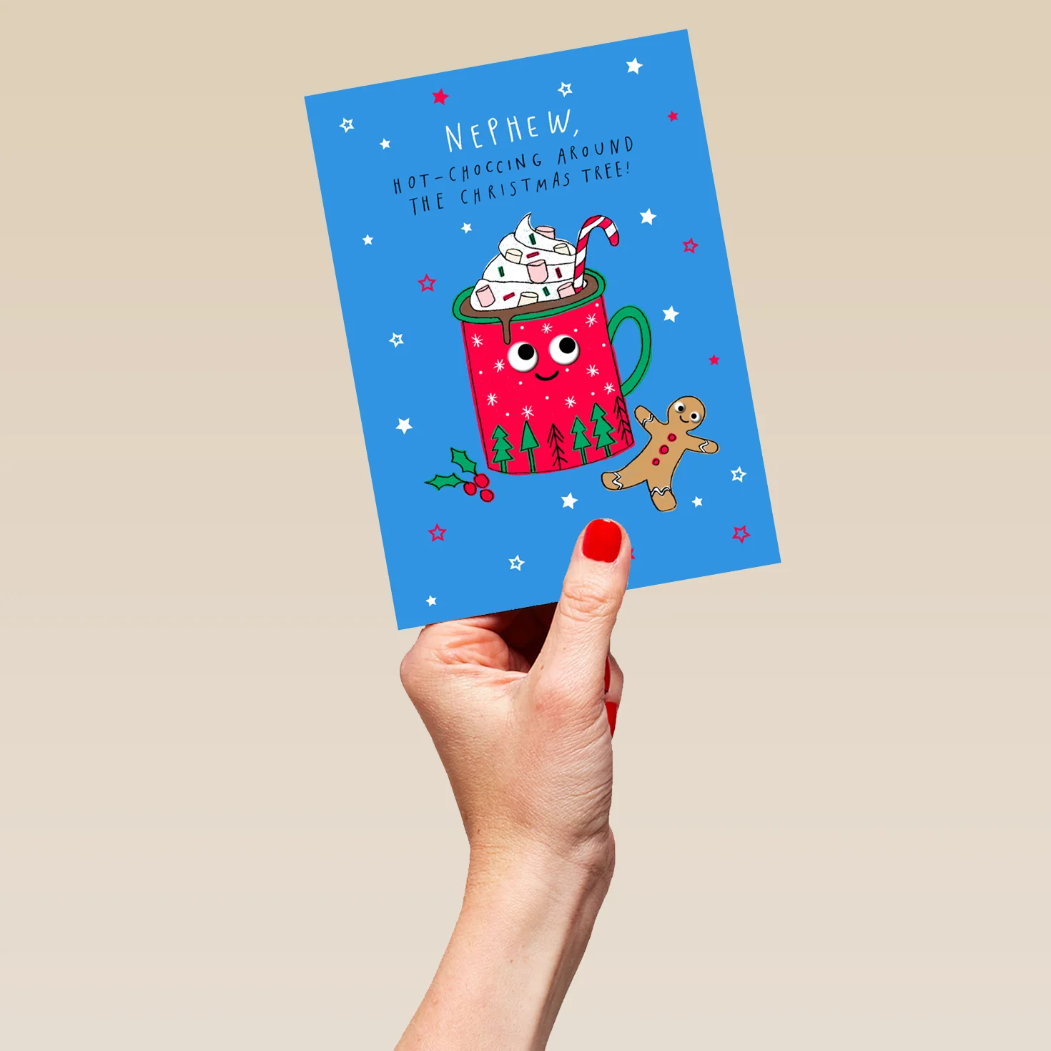 Personalised Hot Chocolate And Gingerbread Nephew Christmas Card - Image 5