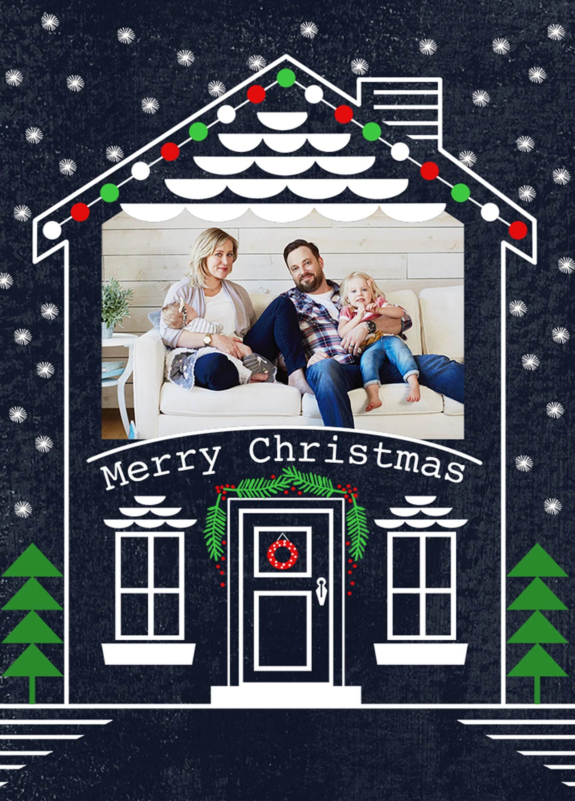 Personalised House Family Photo Christmas Card
