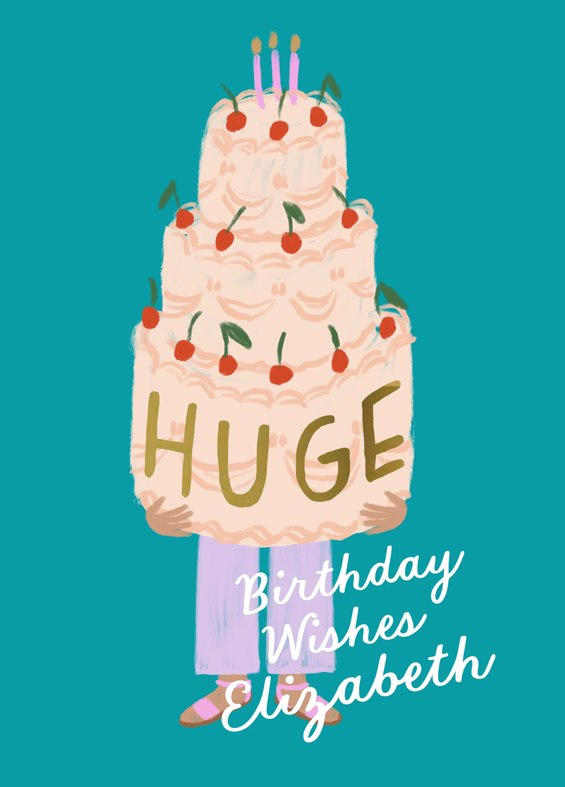 Personalised 'Huge Wishes' Illustrated Birthday Card