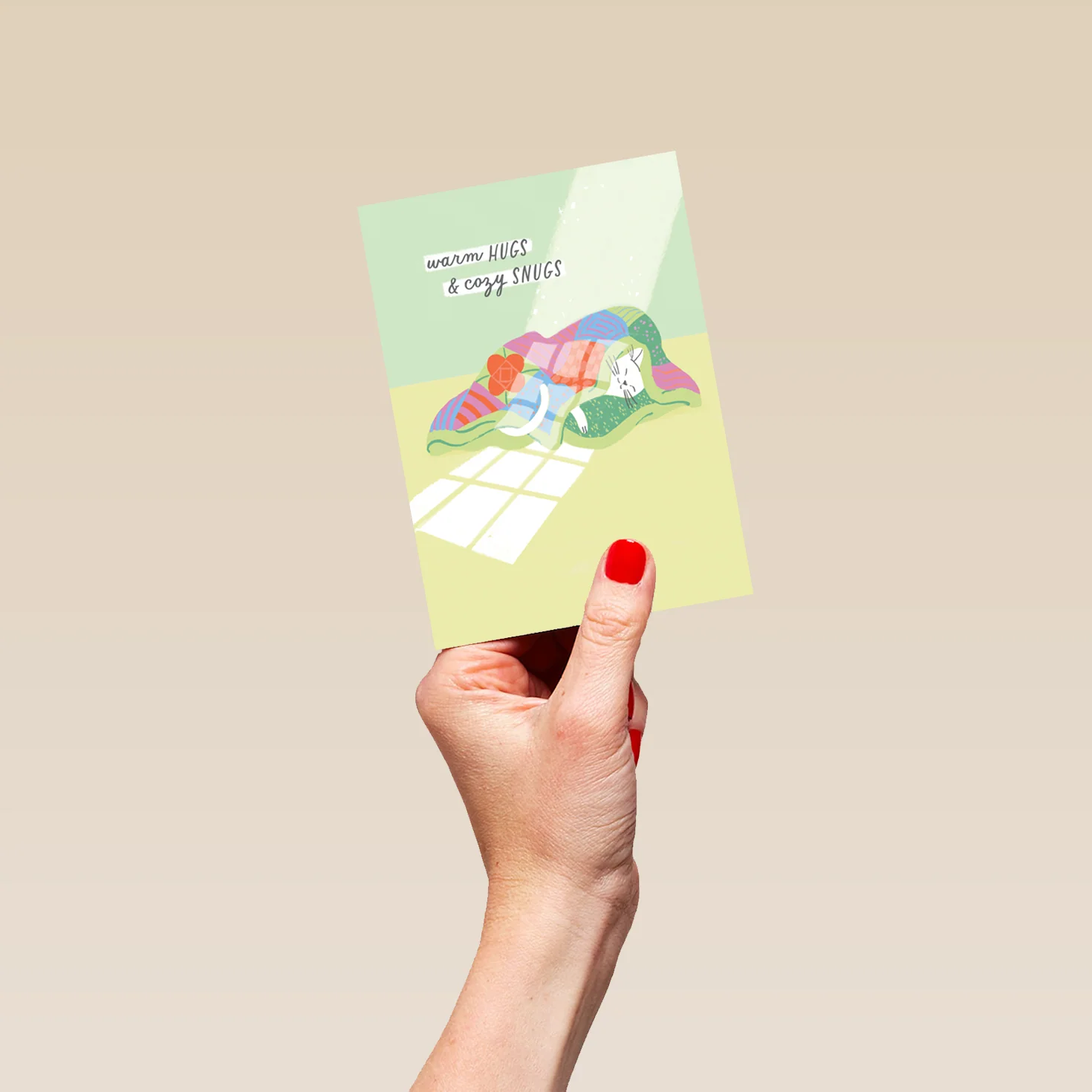Personalised 'Hugs & Snugs' Illustrated Thinking of You Card - Image 4