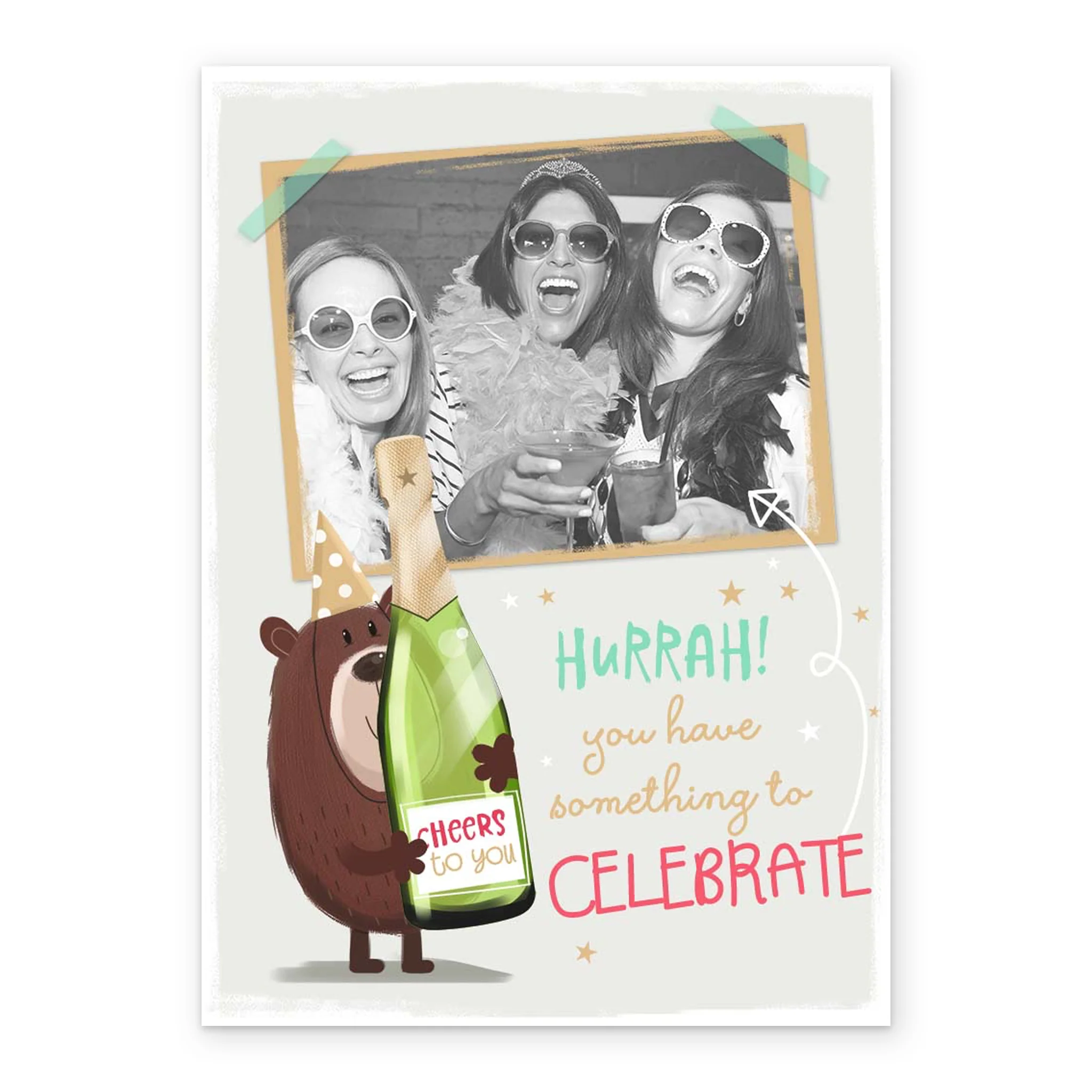Personalised Hurrah Celebrate Wine Photo Card - Image 2
