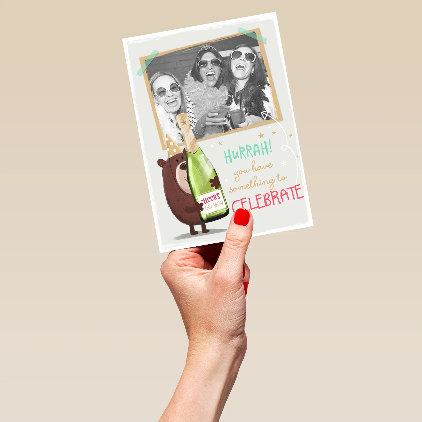 Personalised Hurrah Celebrate Wine Photo Card - Image 5