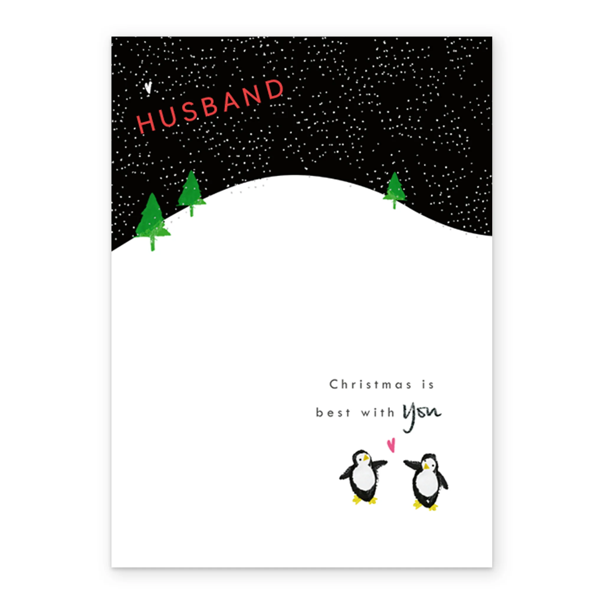 Personalised Husband Cute Penguins Heart Hill Christmas Card - Image 2