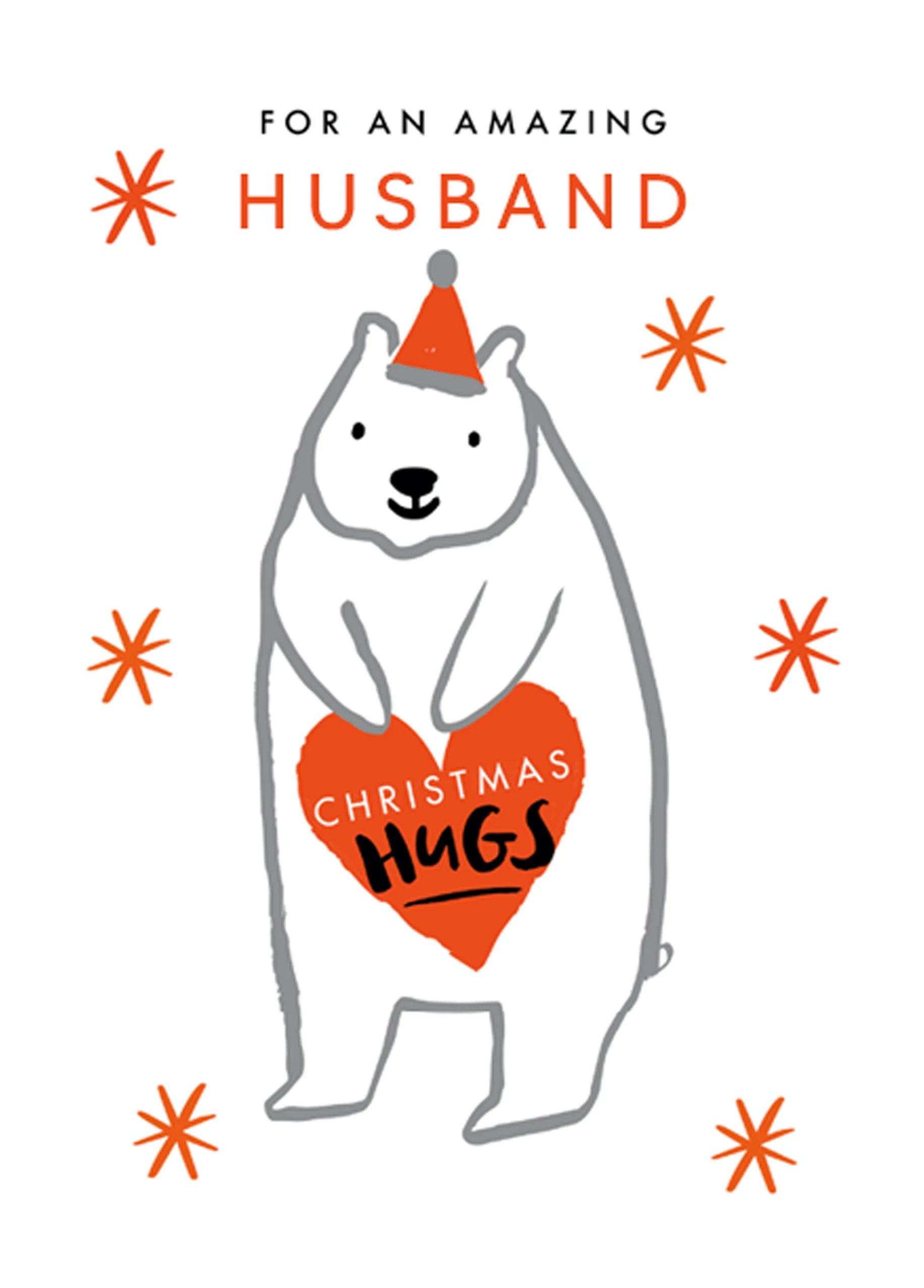 Personalised Husband Cute Polar Bear Hugs Christmas Card
