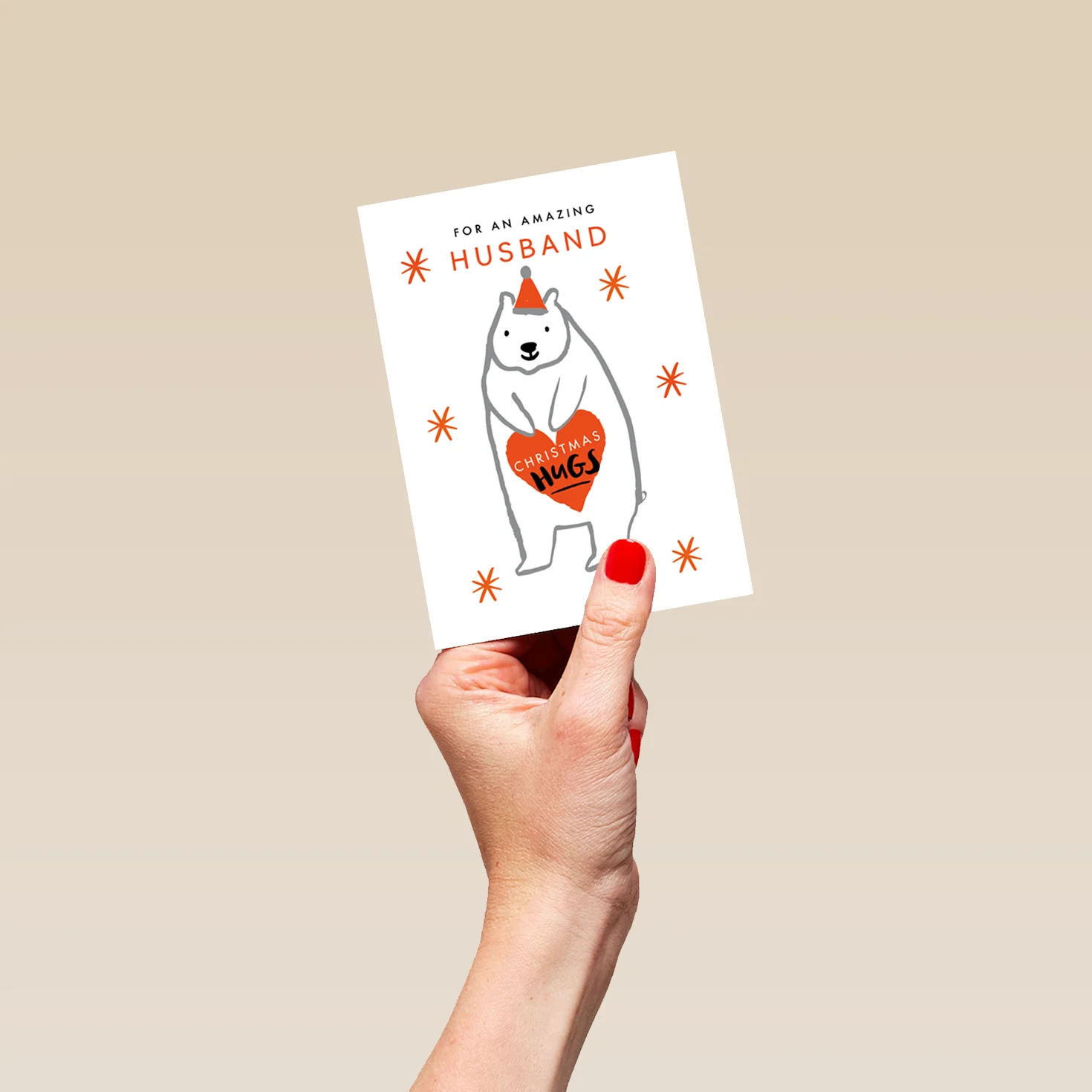 Personalised Husband Cute Polar Bear Hugs Christmas Card - Image 4