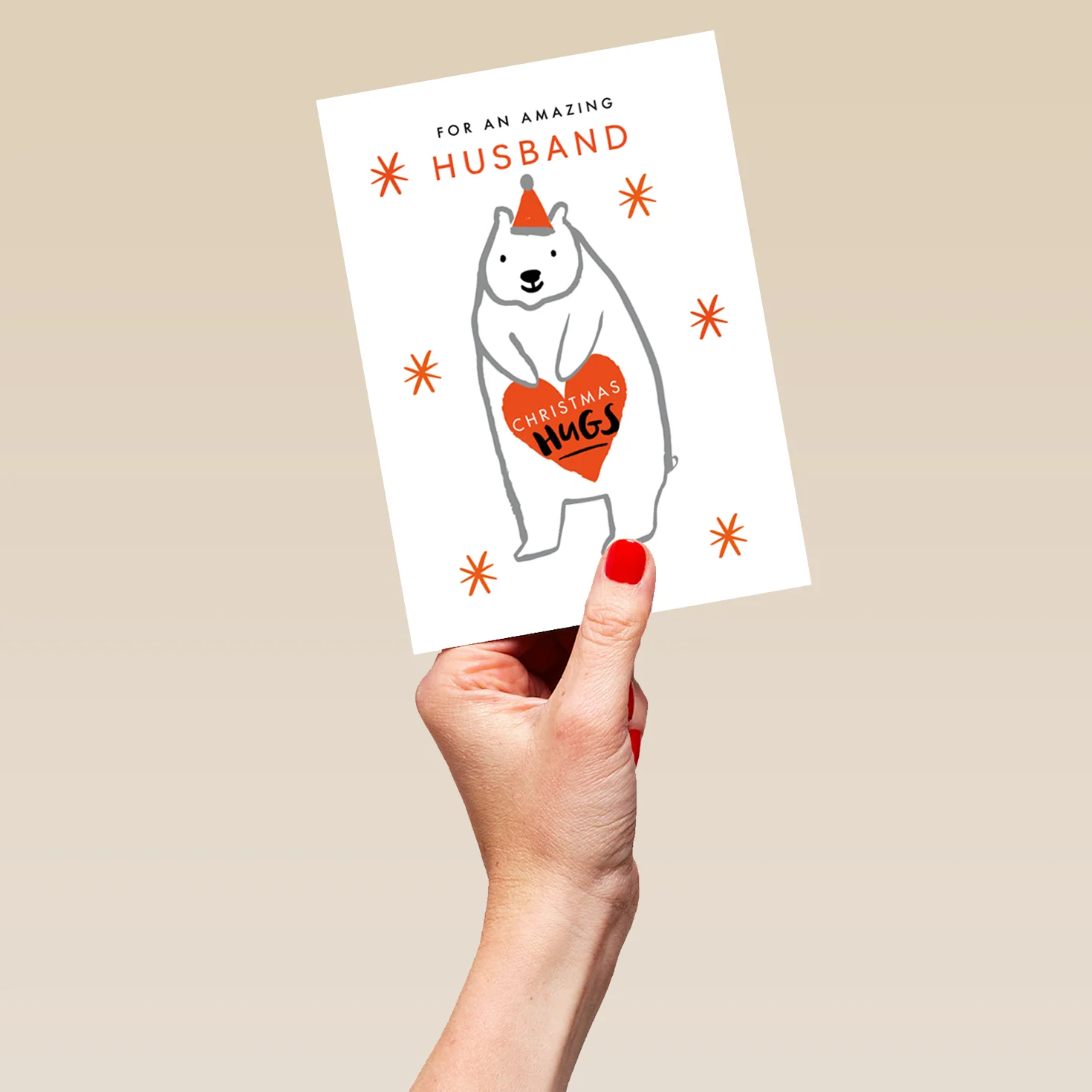 Personalised Husband Cute Polar Bear Hugs Christmas Card - Image 5