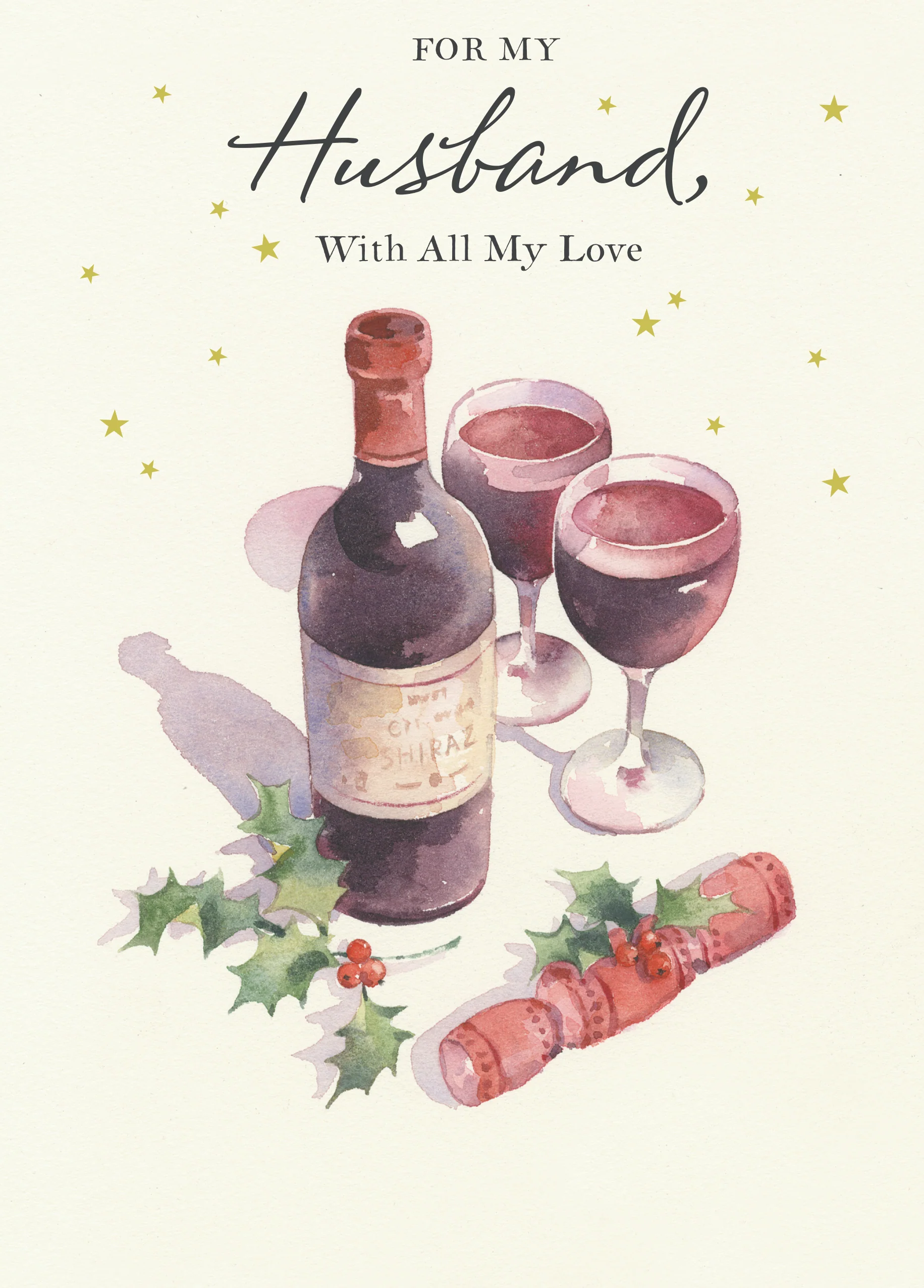 Personalised Husband Wine Traditional Christmas Card