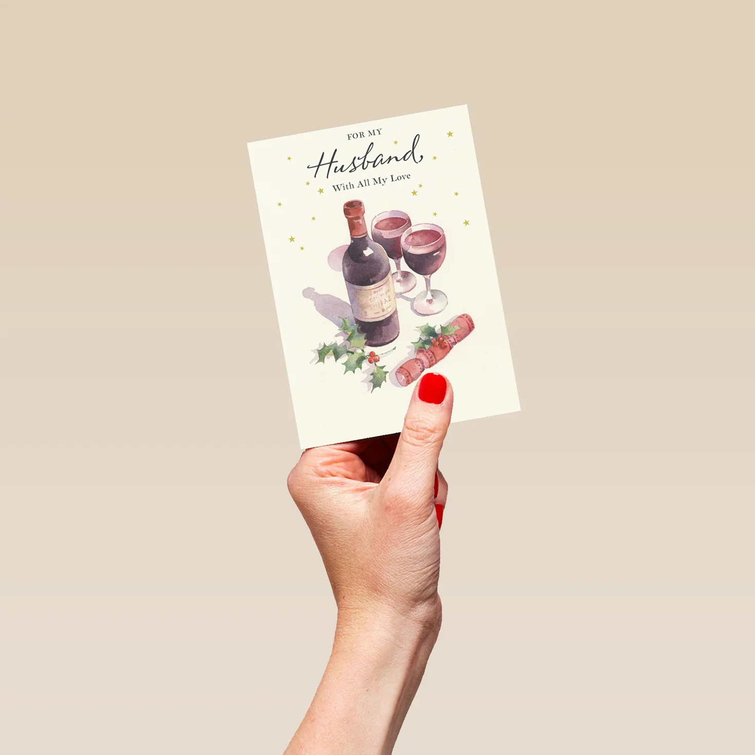 Personalised Husband Wine Traditional Christmas Card - Image 4