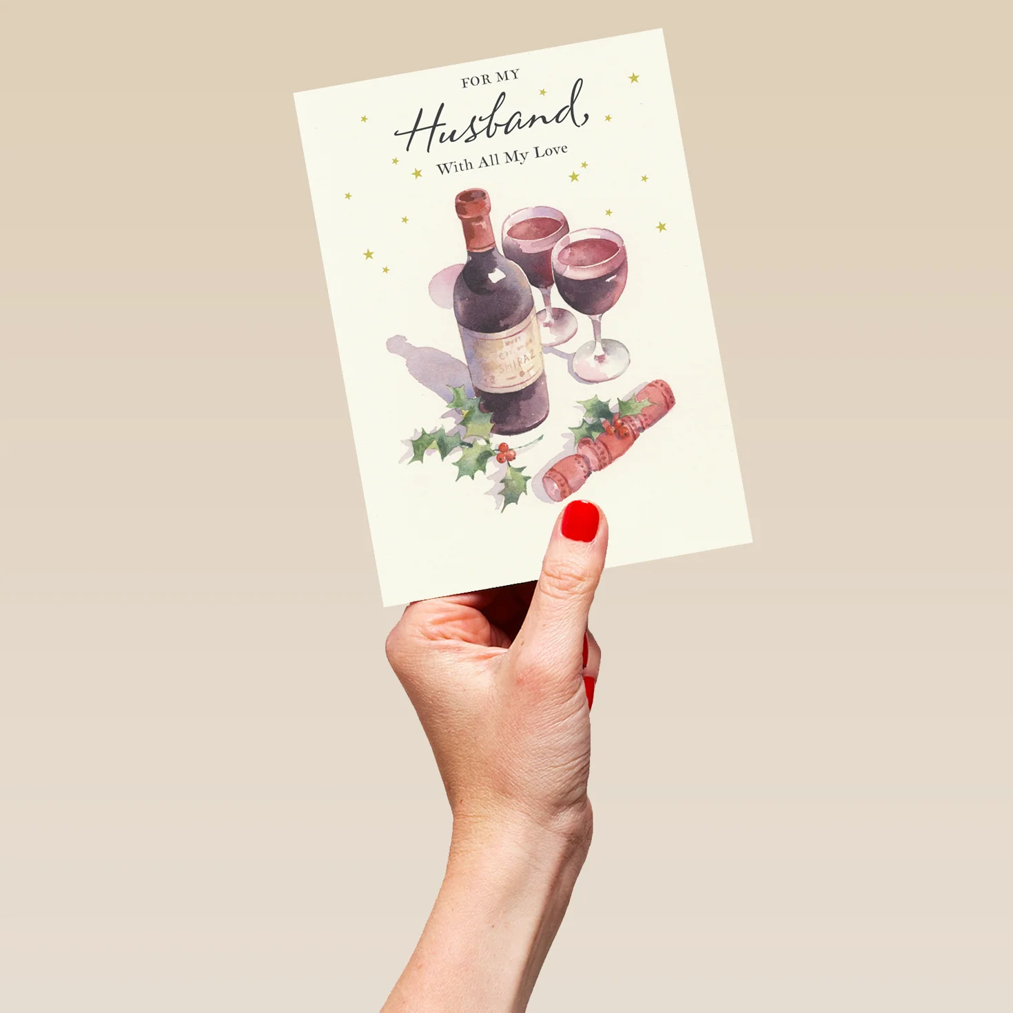 Personalised Husband Wine Traditional Christmas Card - Image 5