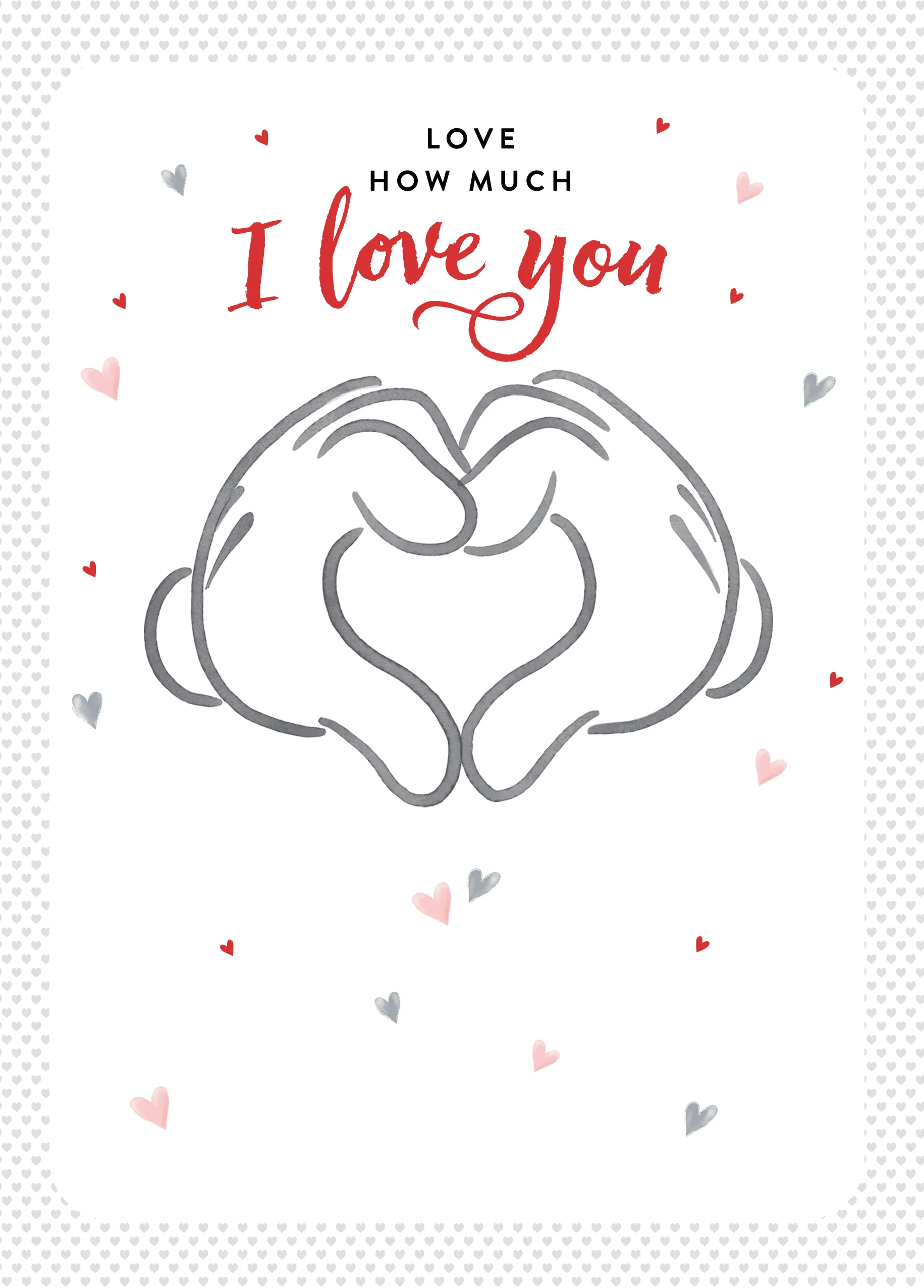 Personalised I Love You Disney Mickey Mouse Heart Hands Valentine's Day Card