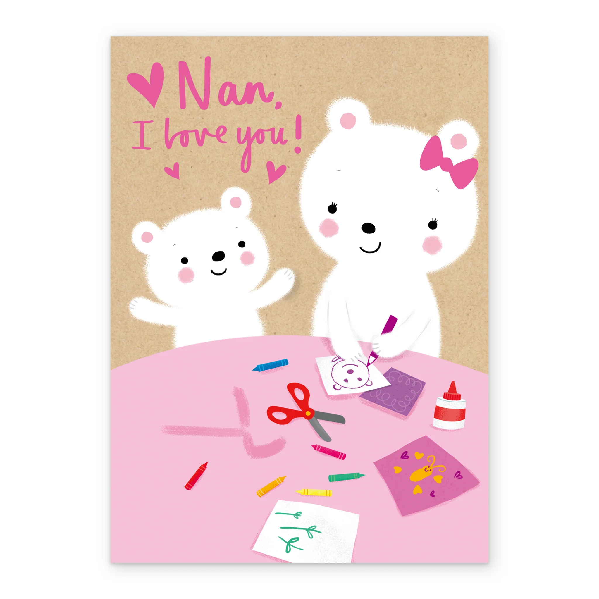 Personalised I Love You Nan Crafting Bears Birthday Card - Image 2