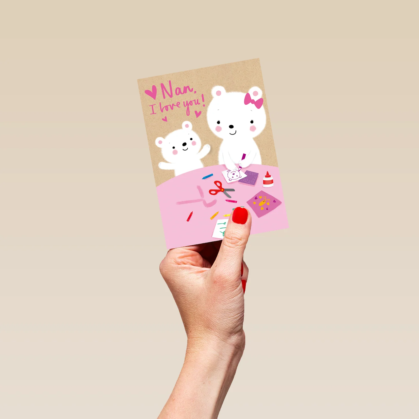 Personalised I Love You Nan Crafting Bears Birthday Card - Image 4