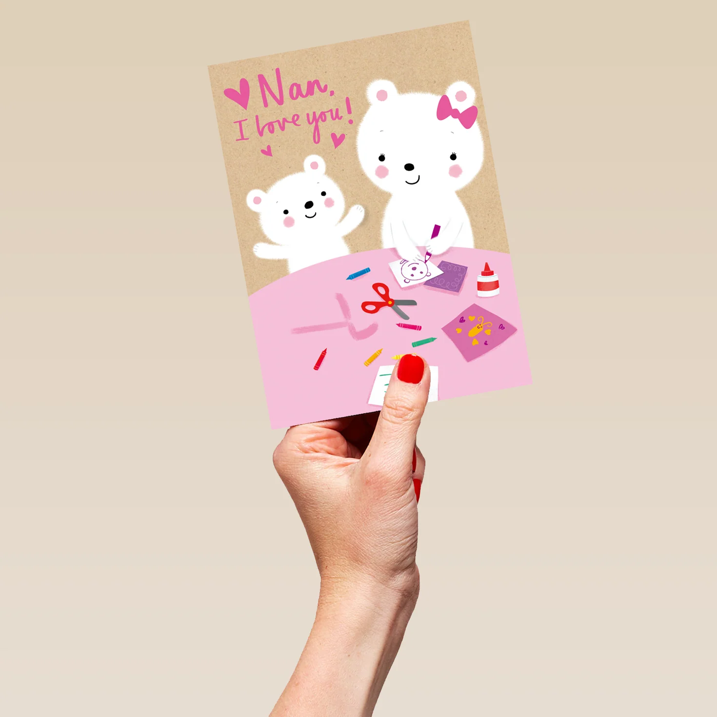 Personalised I Love You Nan Crafting Bears Birthday Card - Image 5
