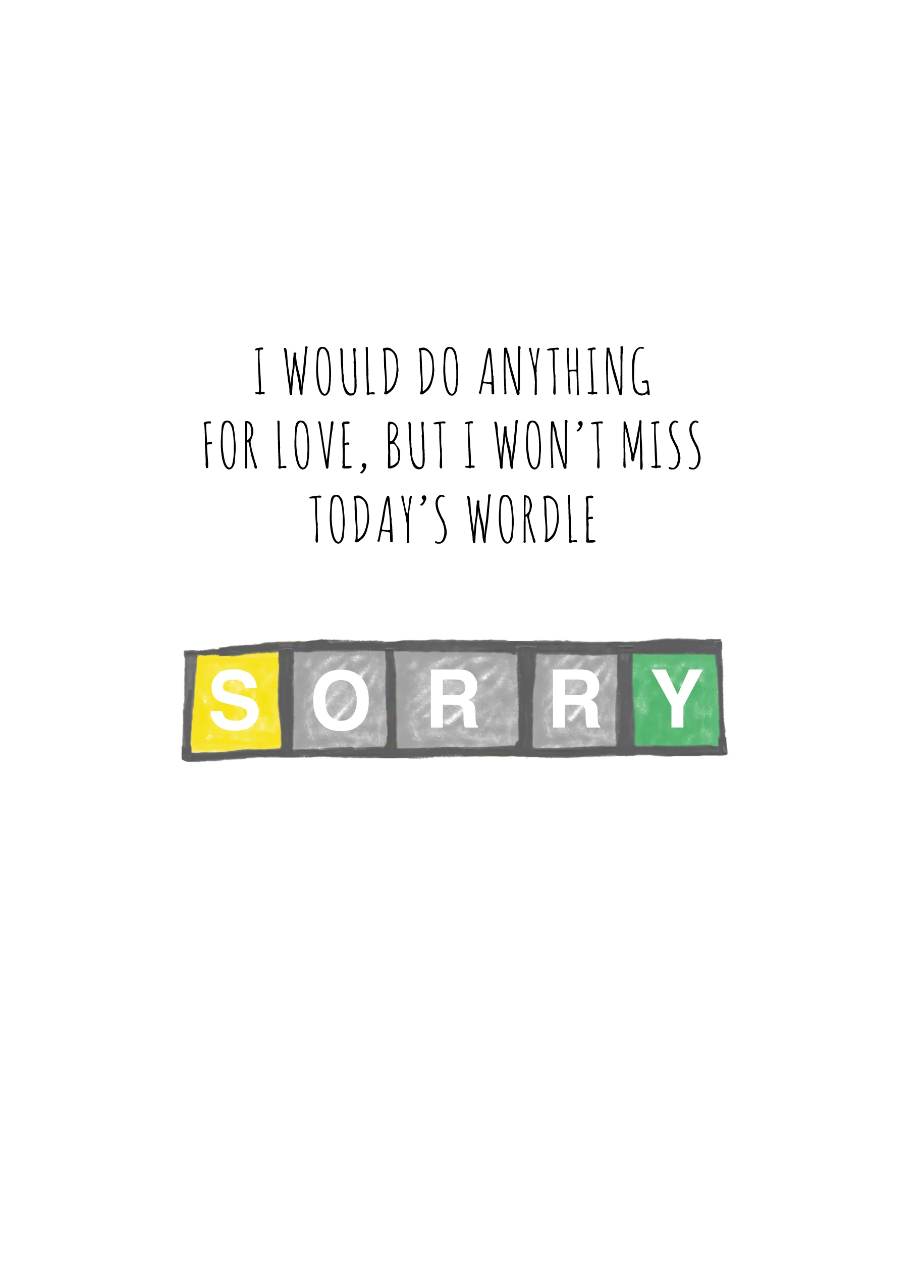 Personalised I Won't Miss Today's Wordle Valentine's Day Card