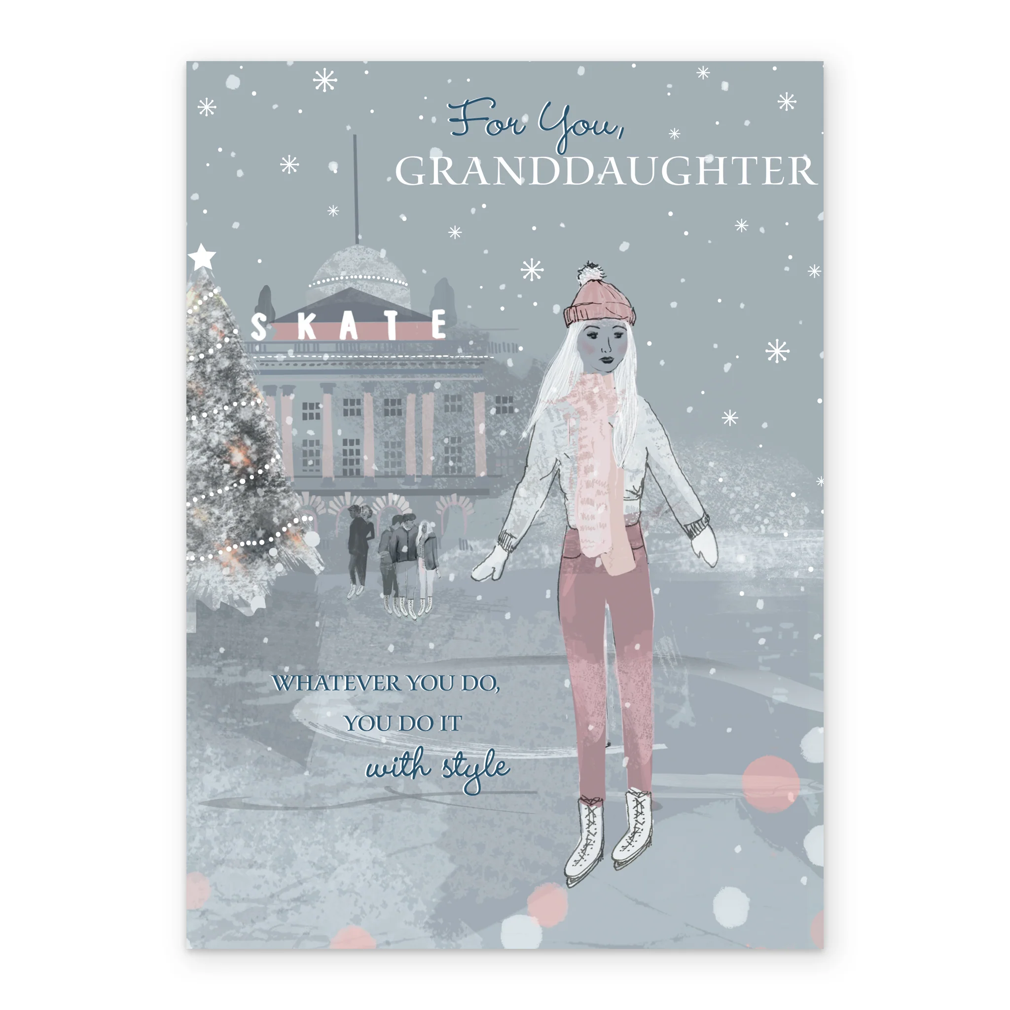 Personalised Ice Skating Design Granddaughter Christmas Card - Image 2