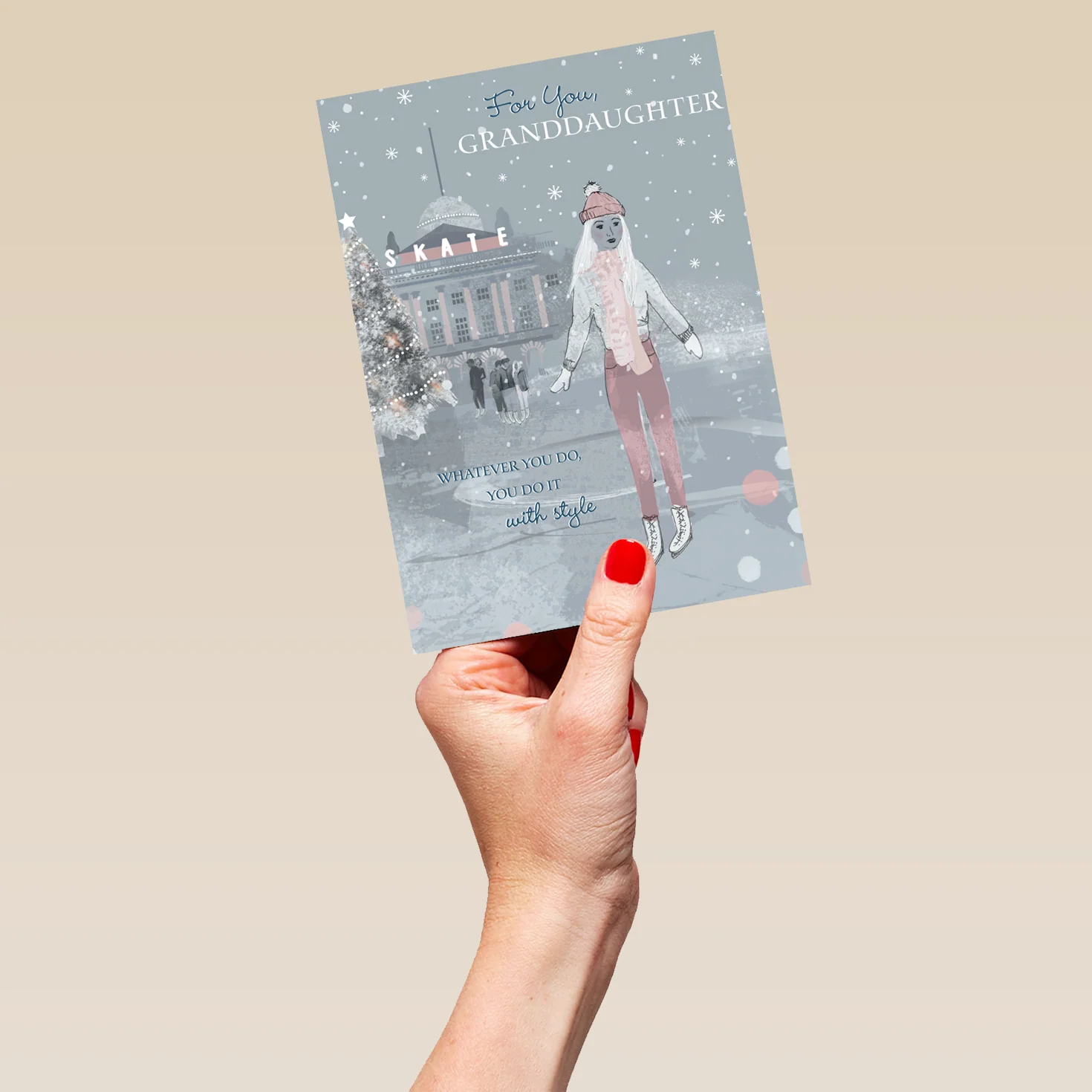 Personalised Ice Skating Design Granddaughter Christmas Card - Image 5