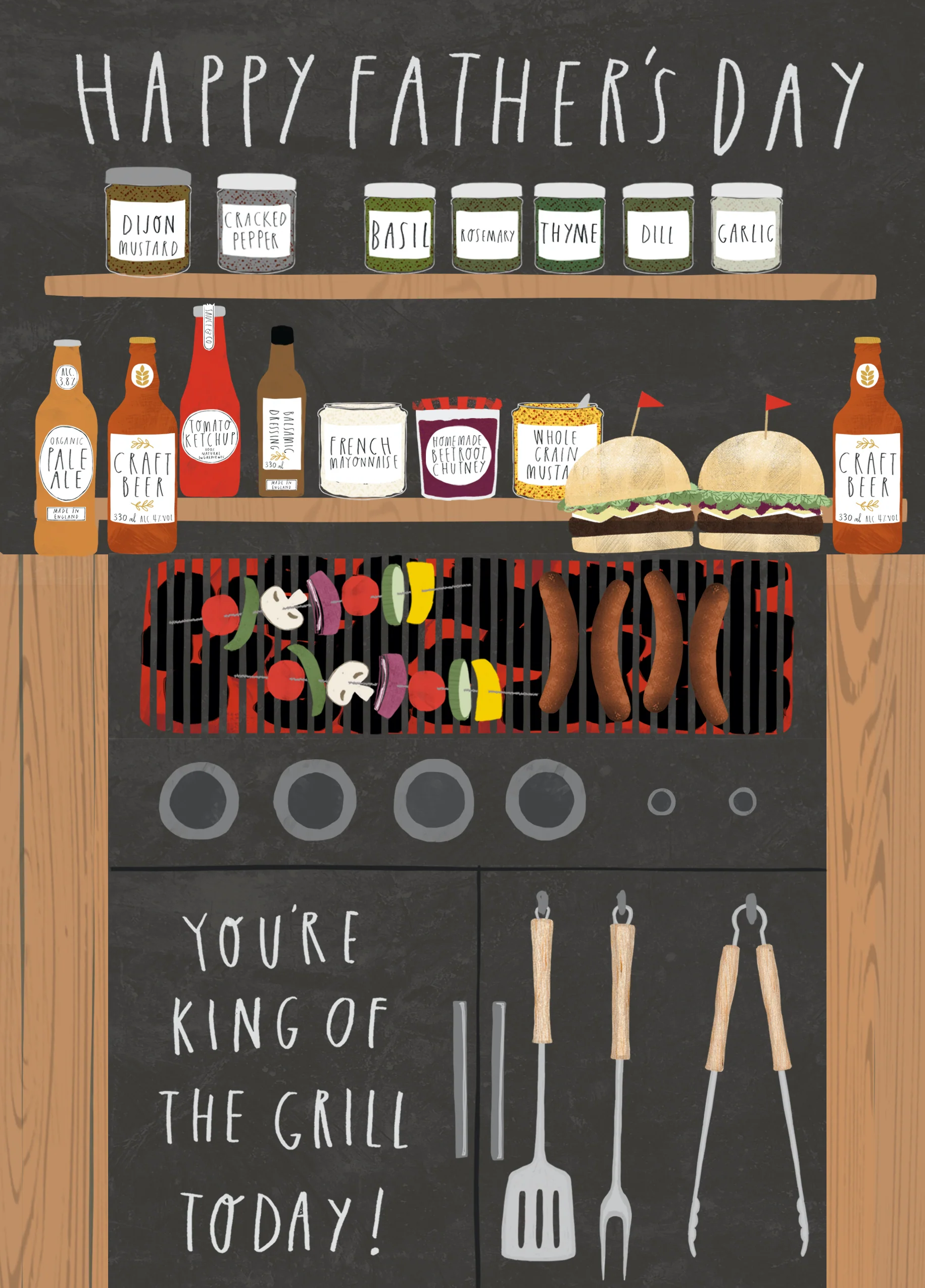 Personalised Illustrated Barbeque Happy Father's Day Card