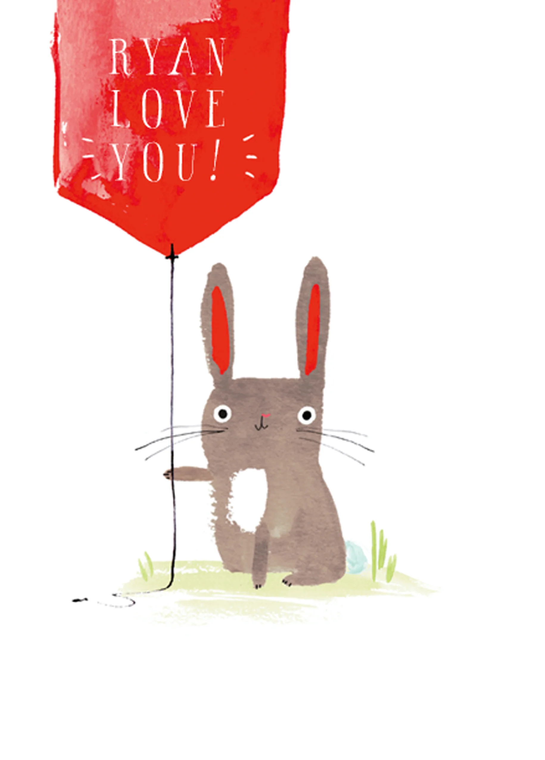 Personalised Illustrated Bunny Rabbit Love You Card for Husband