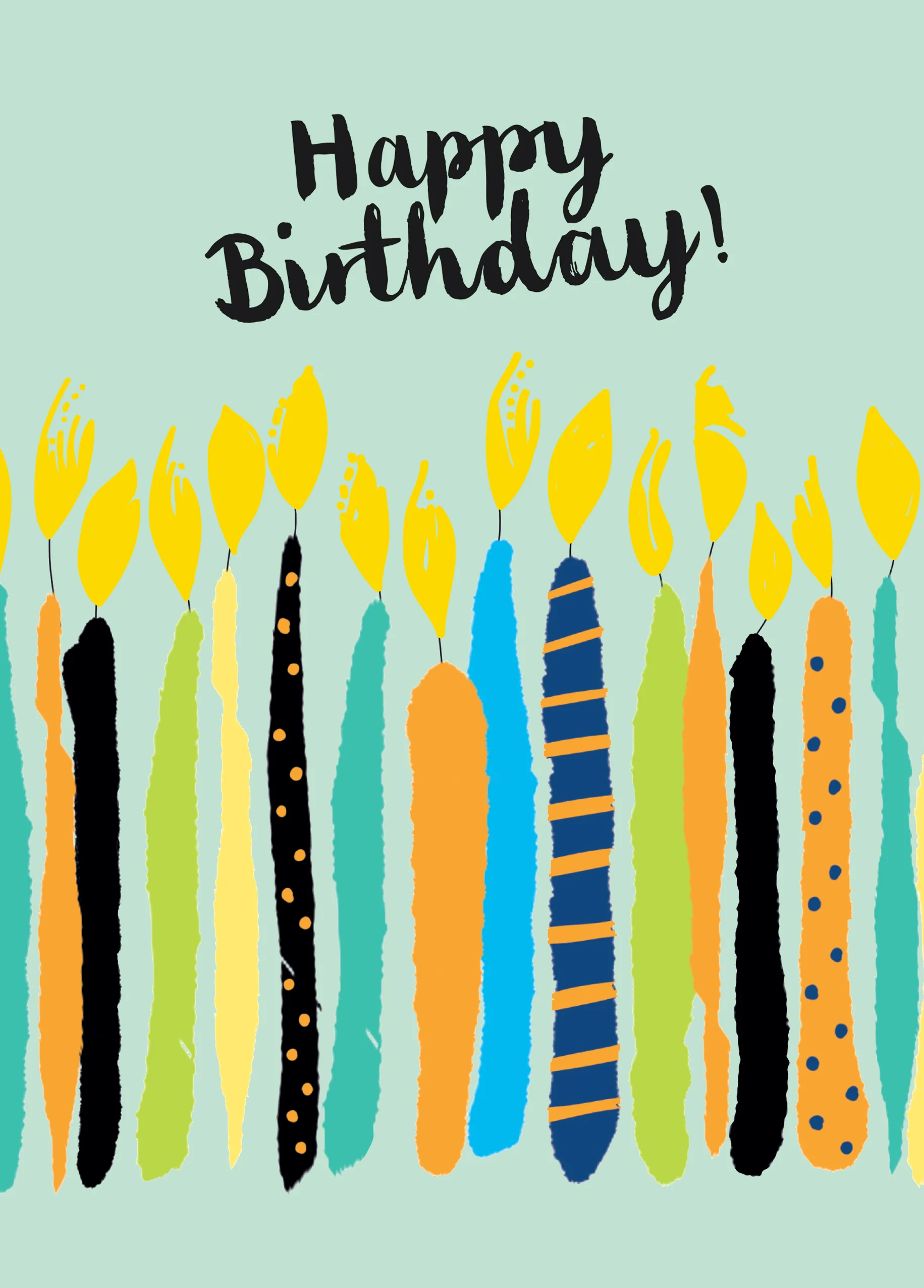 Personalised Illustrated Colourful Candles Classic Birthday Card