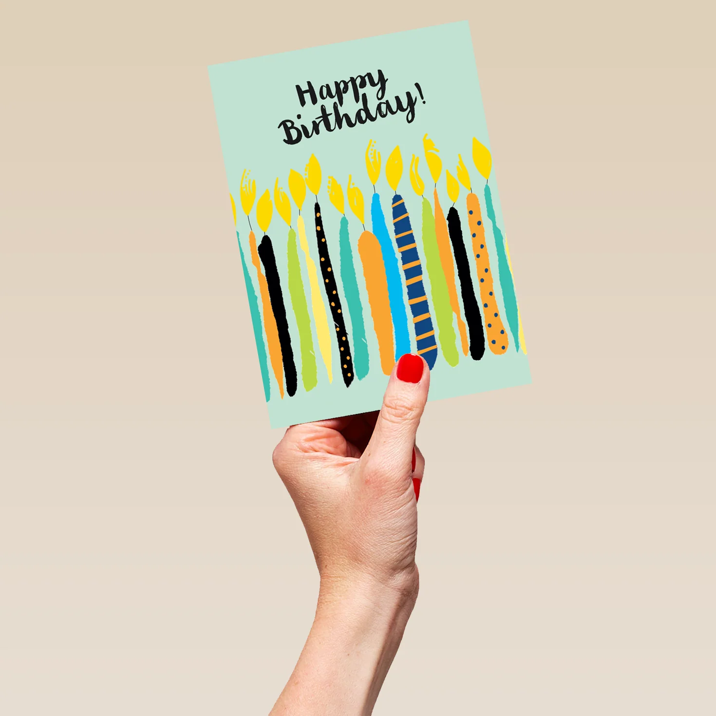 Personalised Illustrated Colourful Candles Classic Birthday Card - Image 5