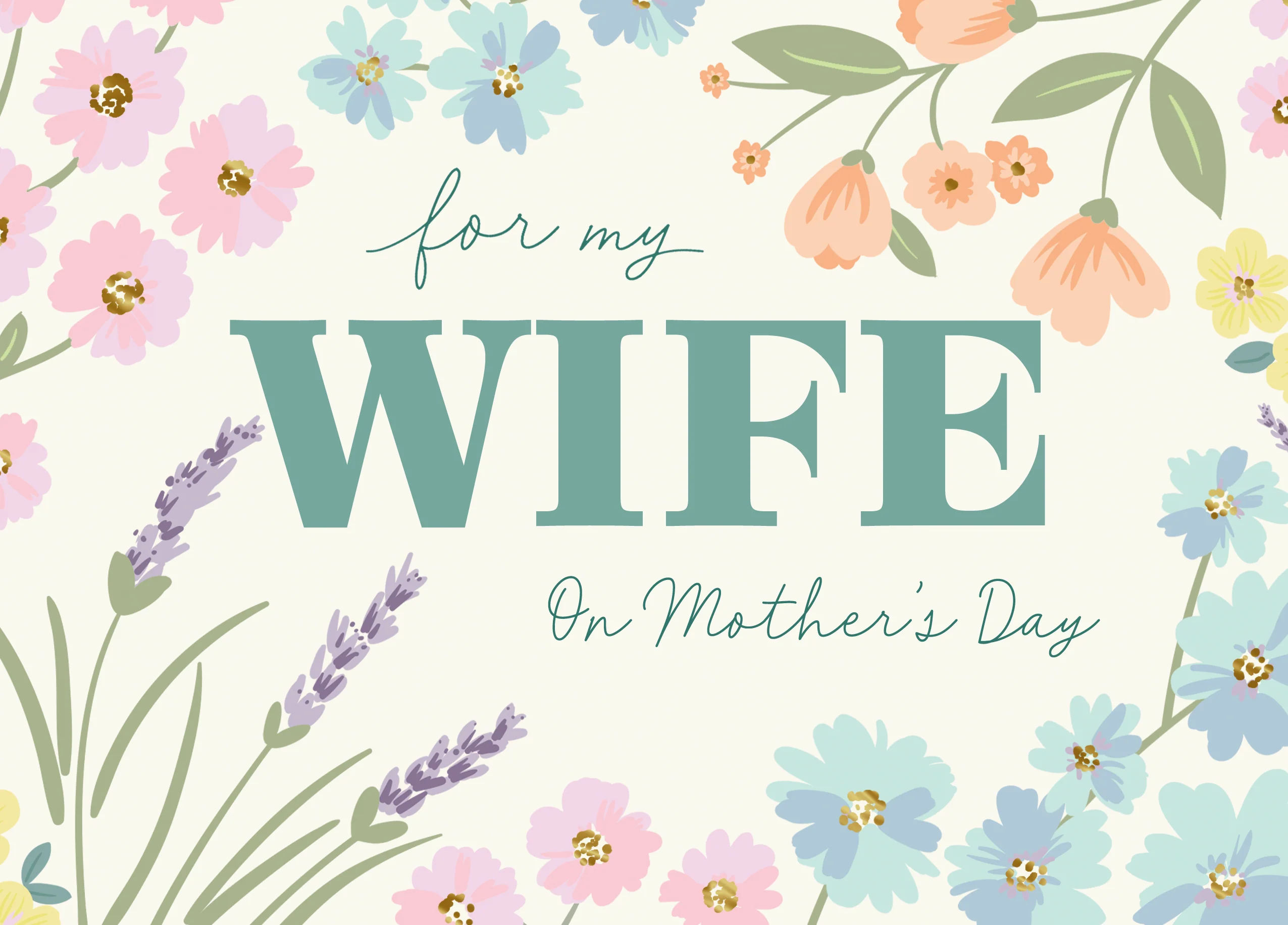 Personalised Illustrated Floral Mother's Day Card for Wife