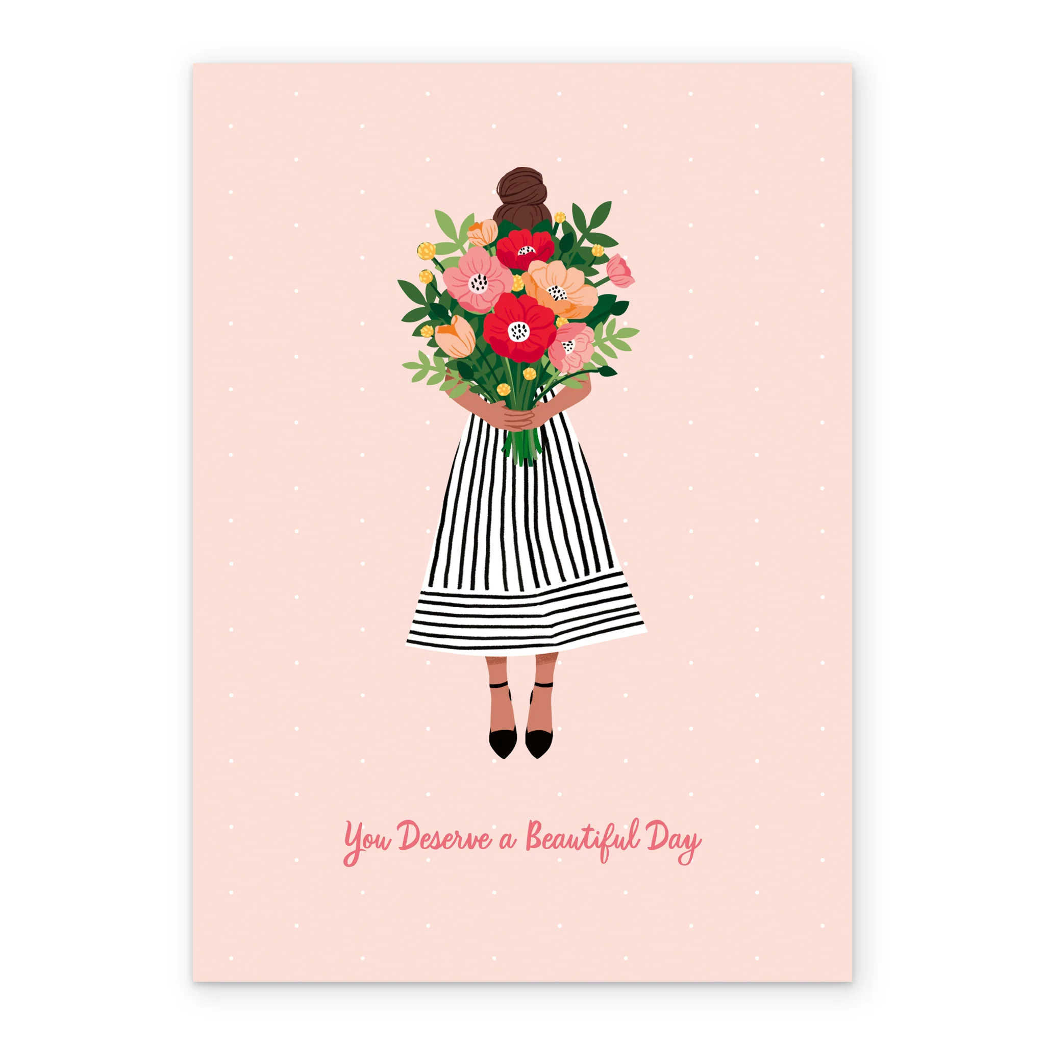 Personalised Illustrated Girl with Flowers Design Mother's Day Card - Image 2