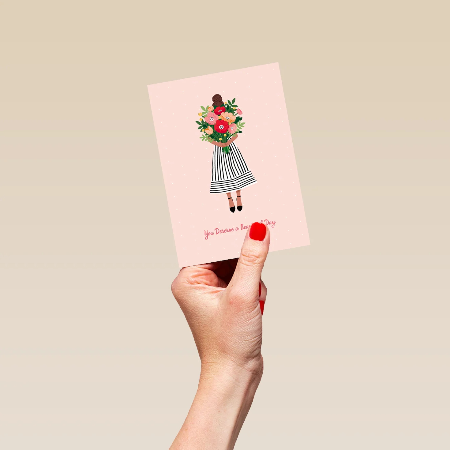 Personalised Illustrated Girl with Flowers Design Mother's Day Card - Image 4