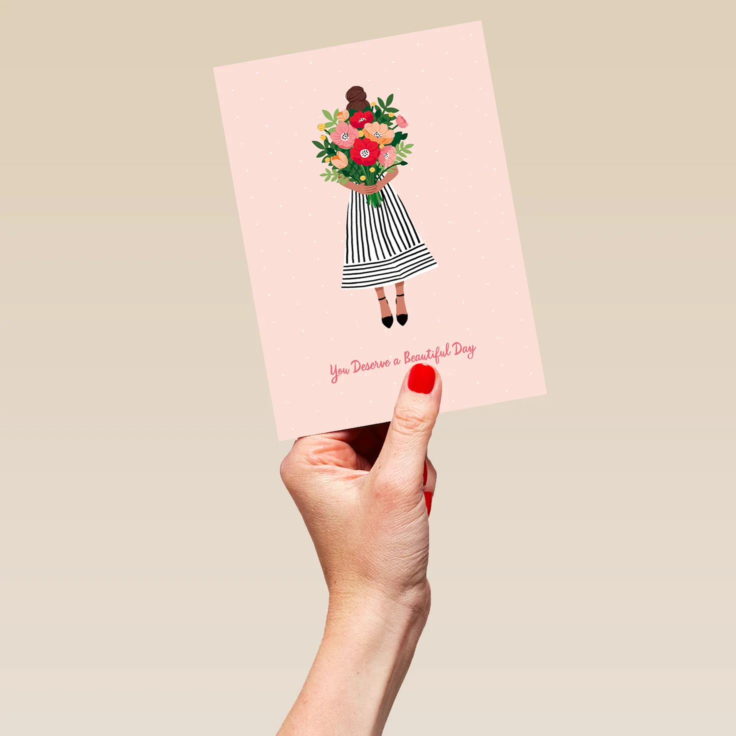 Personalised Illustrated Girl with Flowers Design Mother's Day Card - Image 5
