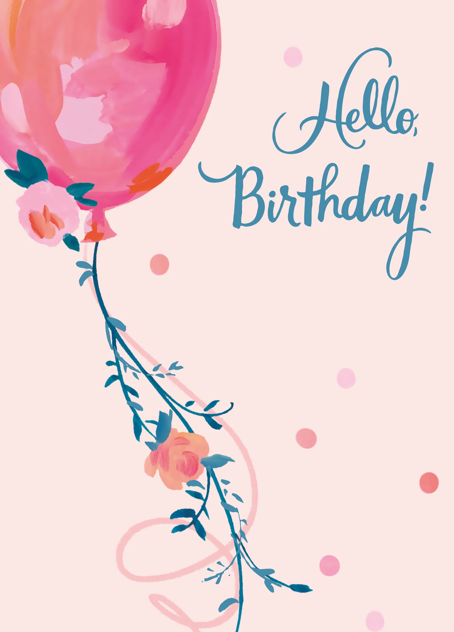 Personalised Illustrated Pink Balloon Birthday Card
