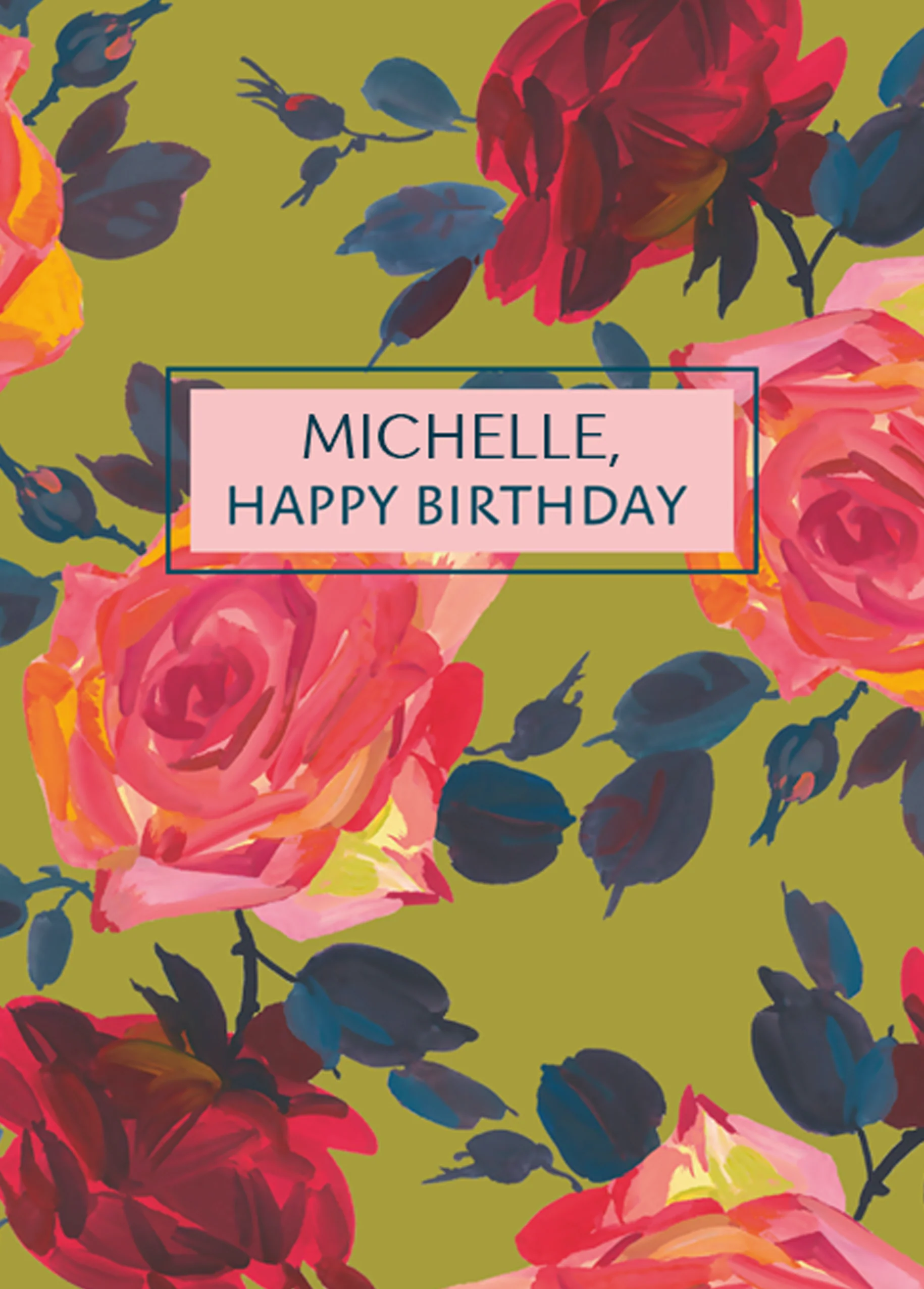 Personalised Illustrated Rose Pattern Birthday Card