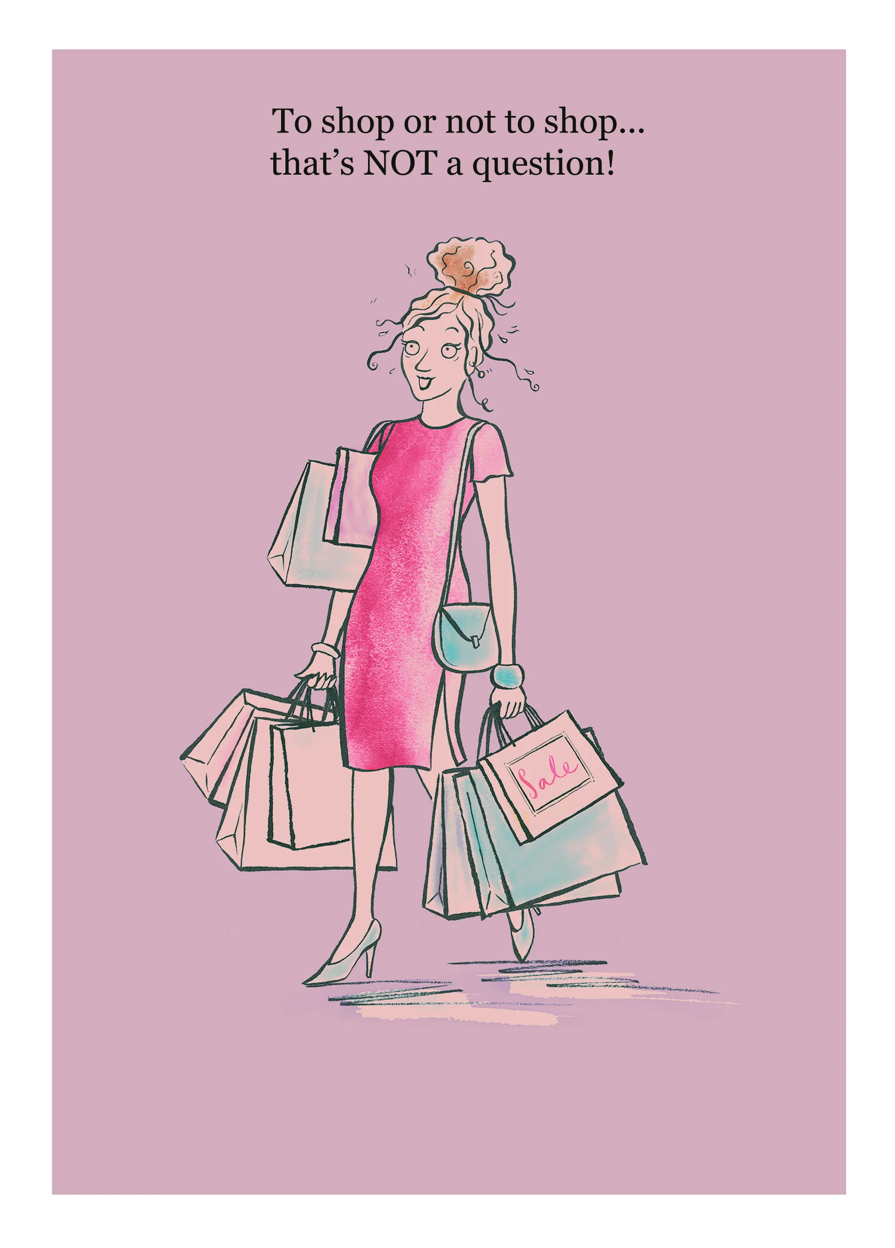 Personalised Illustrated To Shop Or Not To Shop Birthday Card