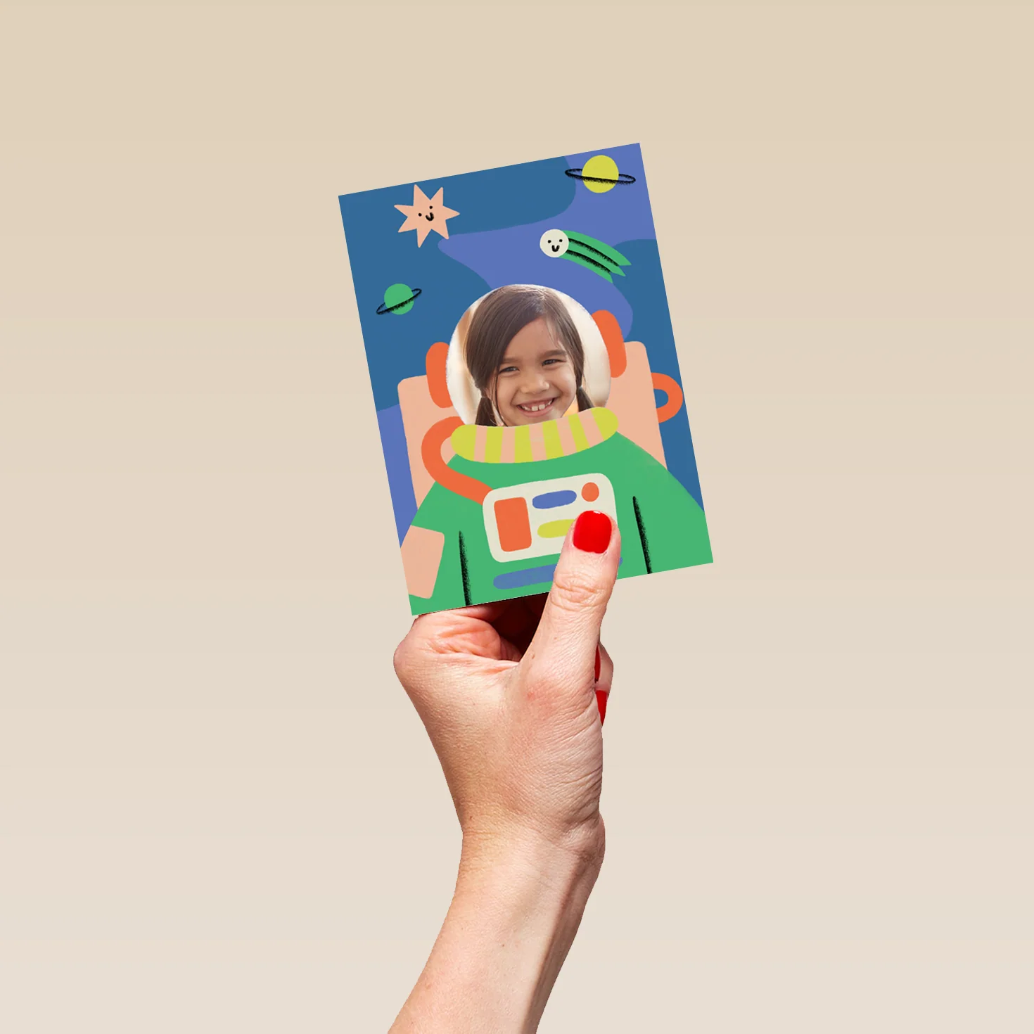 Personalised Kids' 'Astronaut' Photo Upload Birthday Card - Image 4