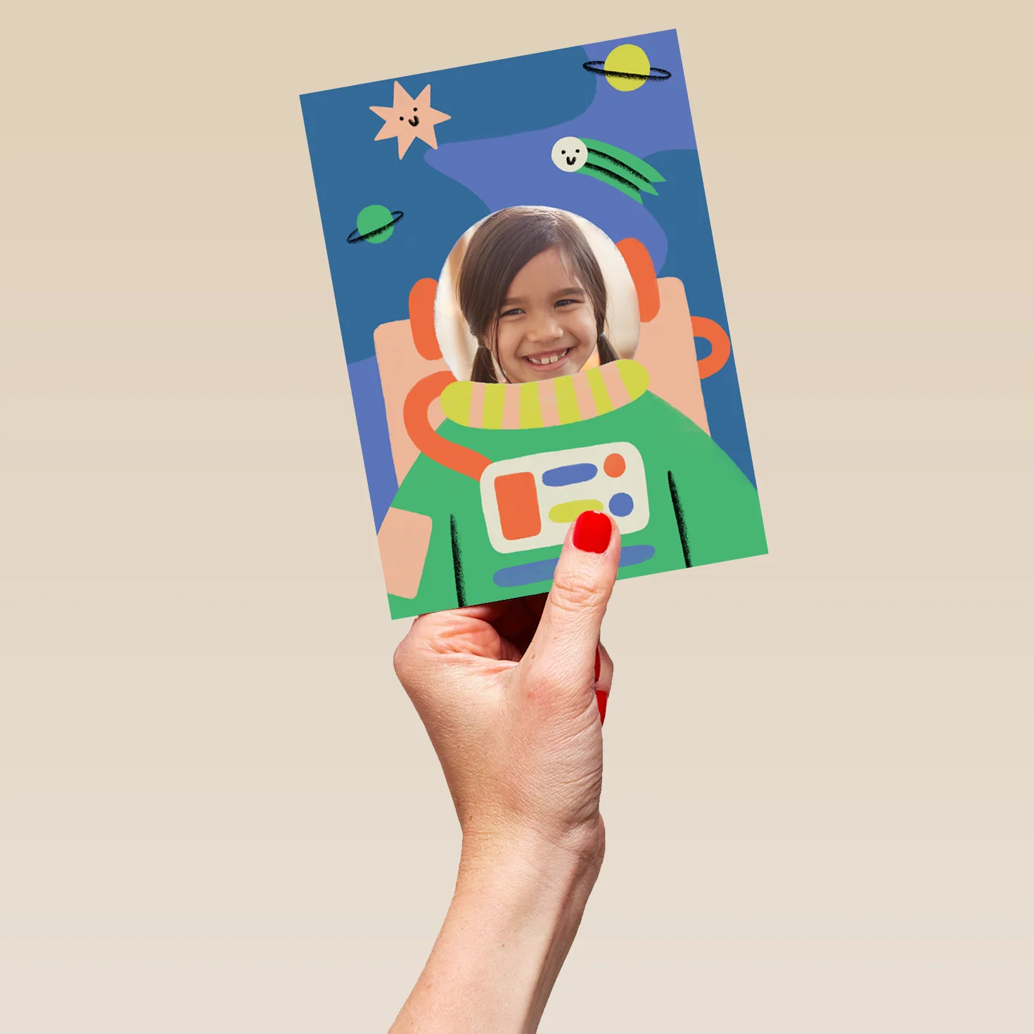 Personalised Kids' 'Astronaut' Photo Upload Birthday Card - Image 5