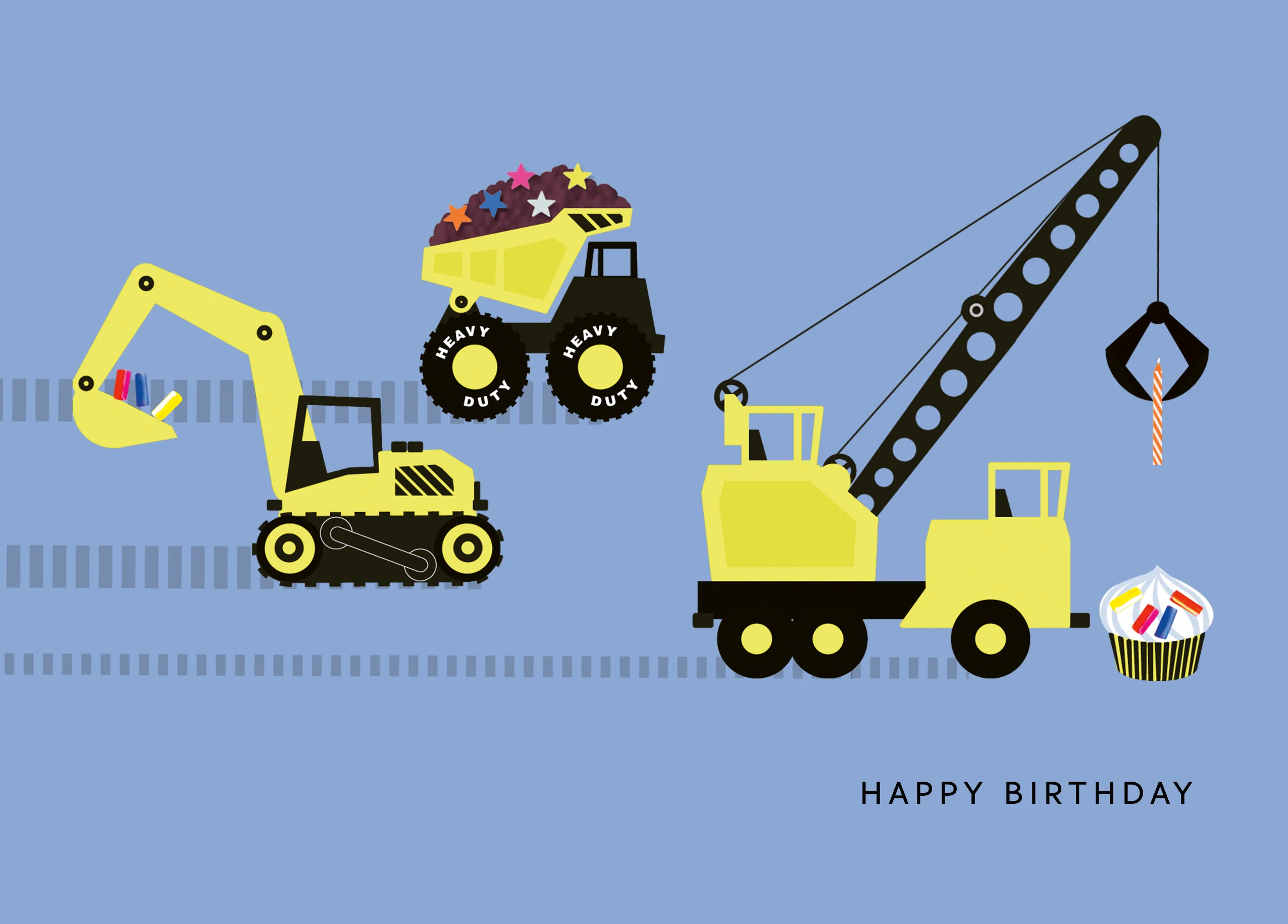 Personalised Kids' Birthday Card - Heavy Machinery Design