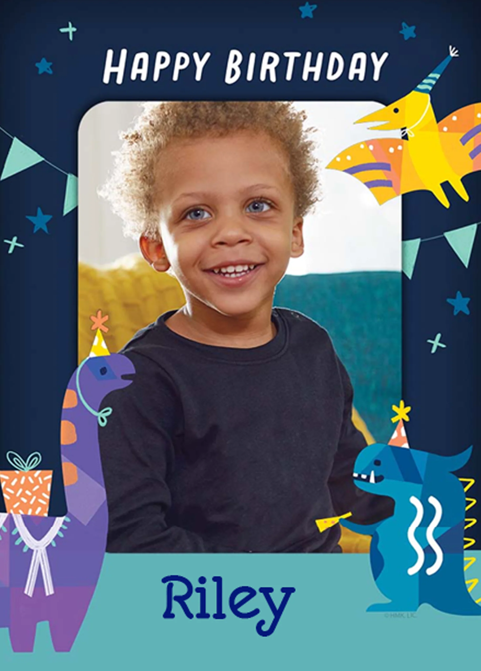 Personalised Kids Birthday Dinosaur Photo Card