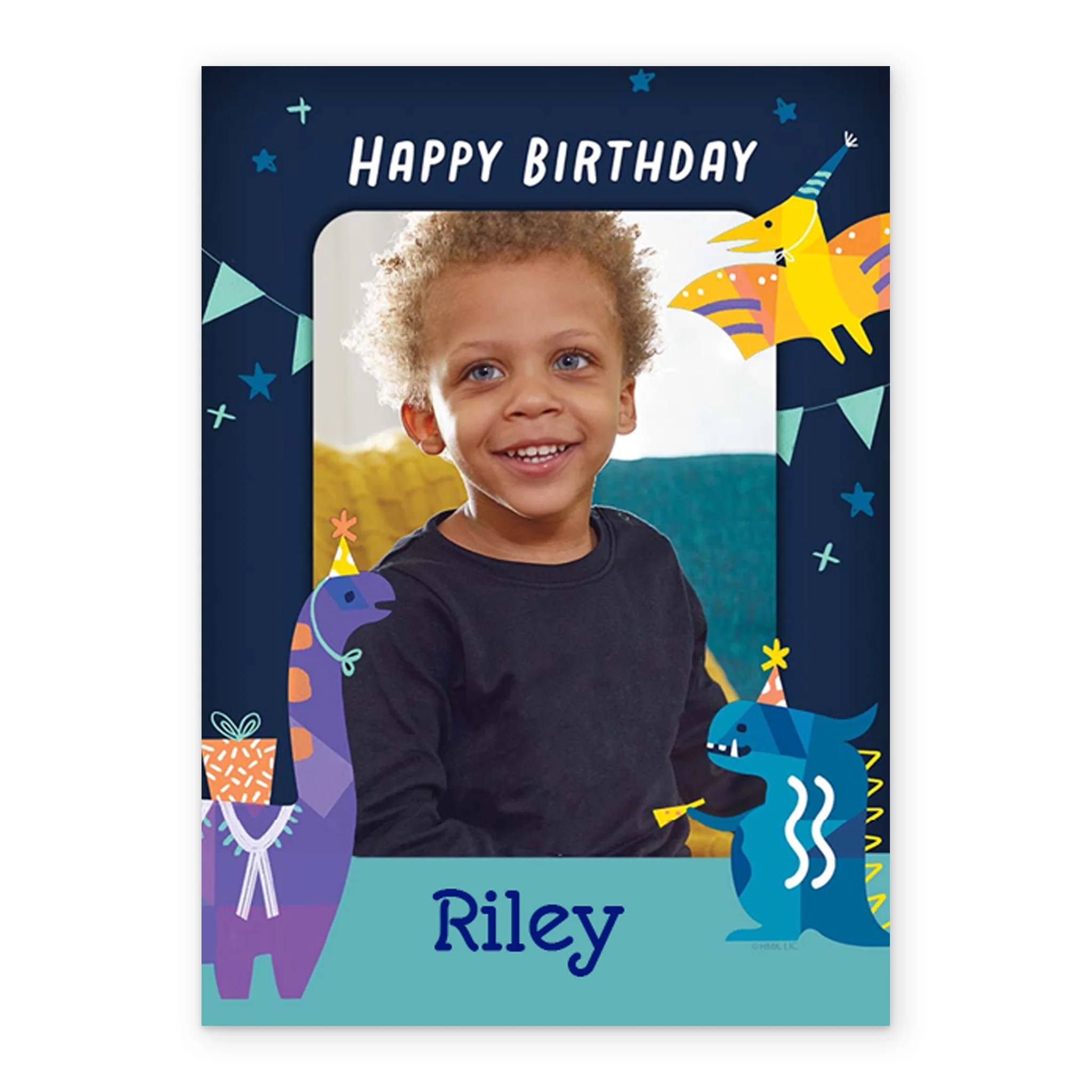 Personalised Kids Birthday Dinosaur Photo Card - Image 2