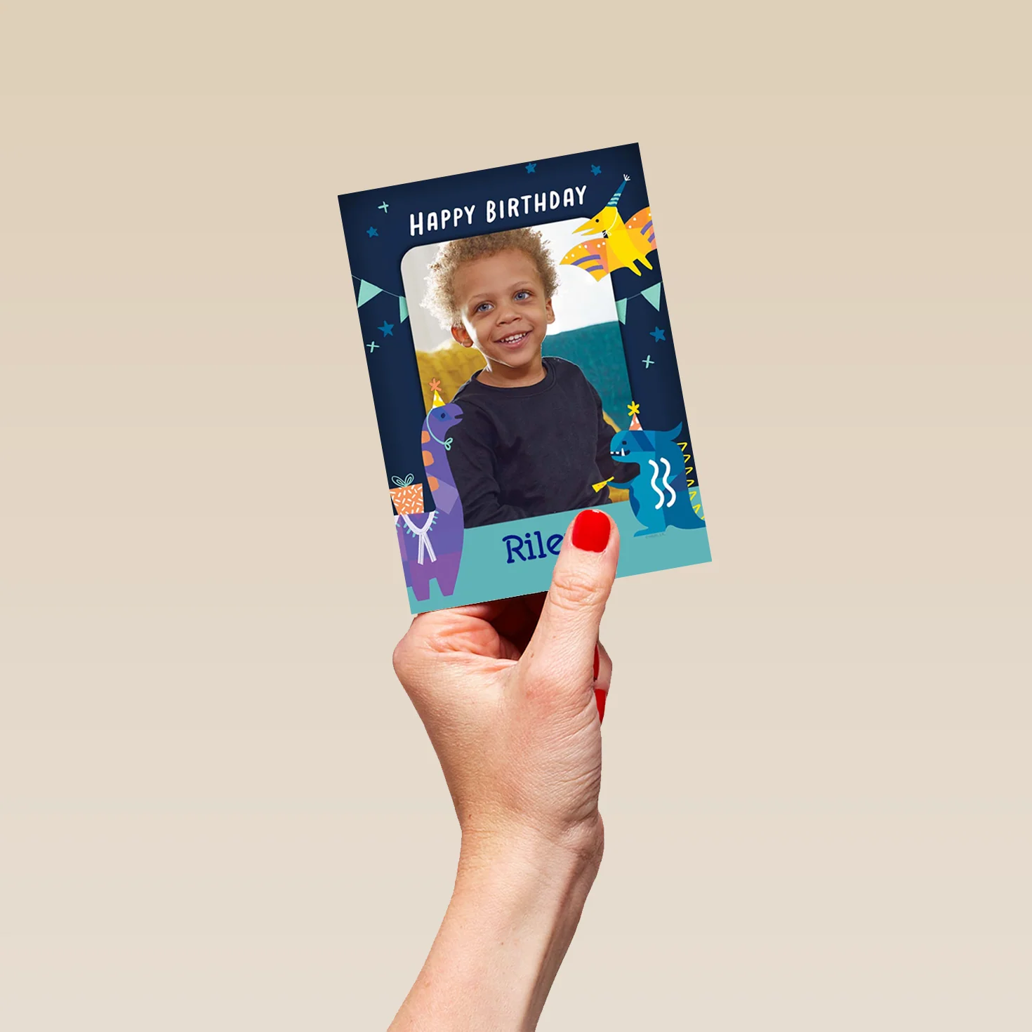 Personalised Kids Birthday Dinosaur Photo Card - Image 4