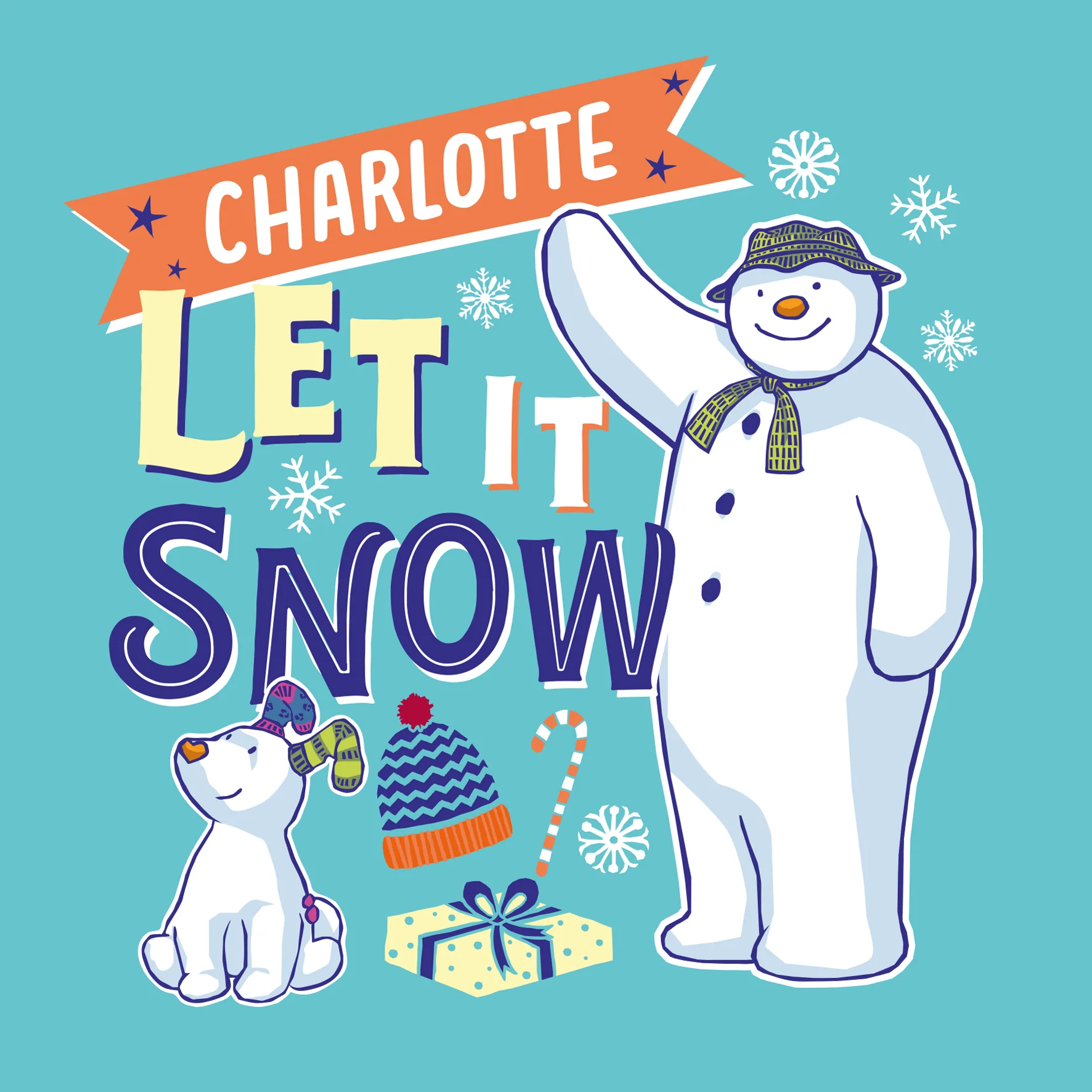Personalised Kids Blue The Snowman™ & Snowdog Christmas Card