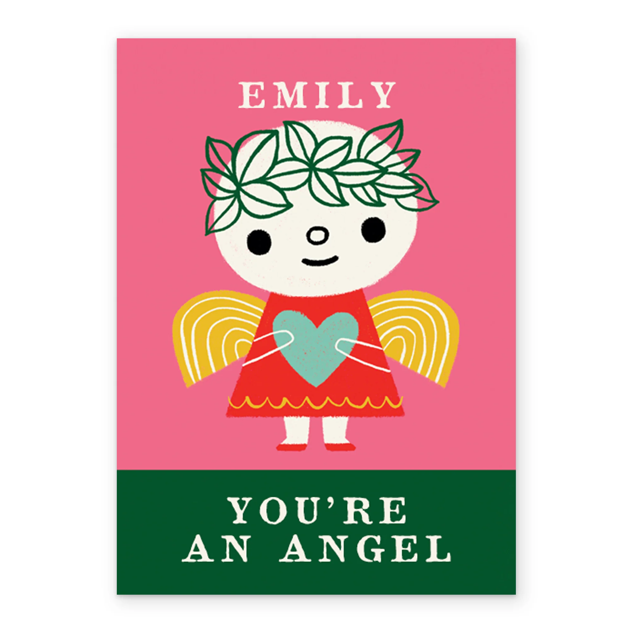 Personalised Kids Christmas Editable Cute Angel Heart Wings Card - Image 2