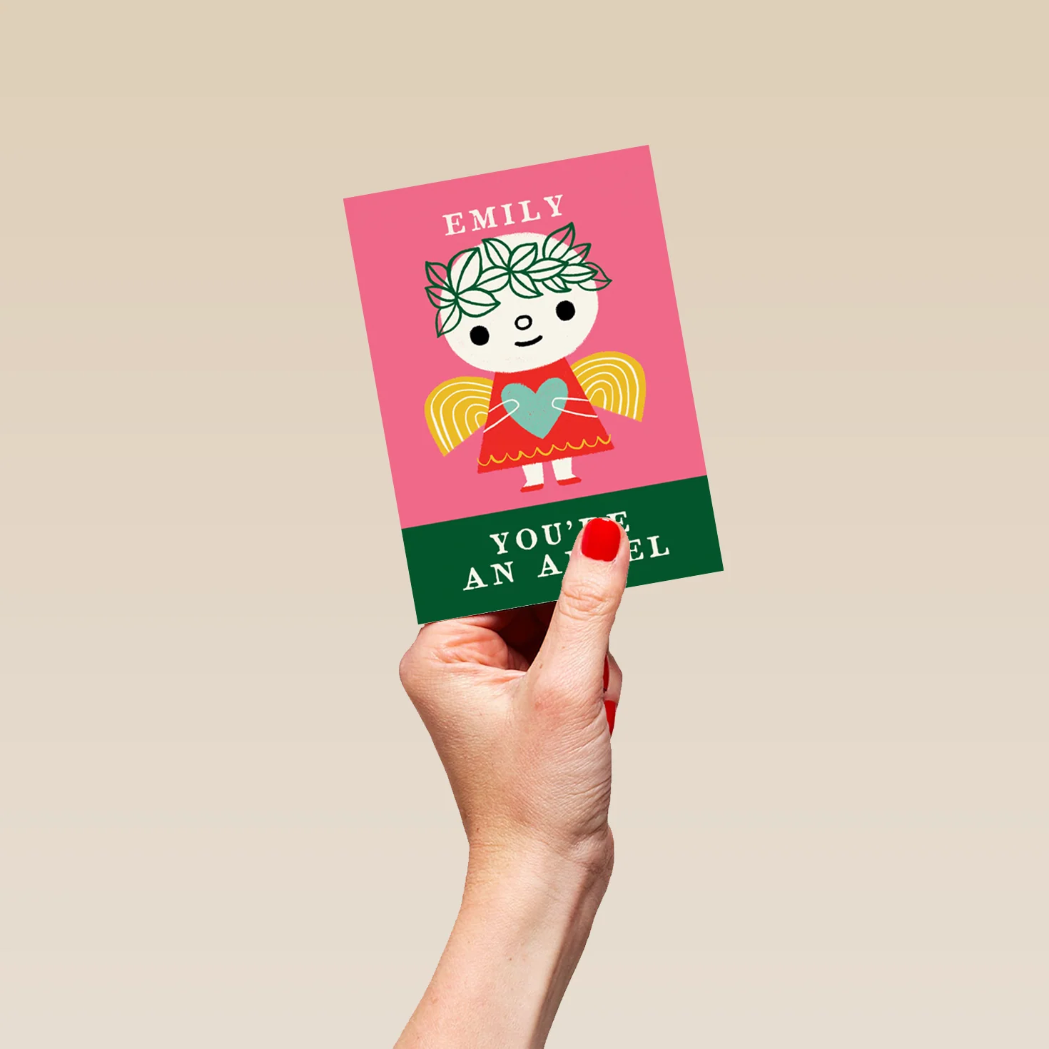 Personalised Kids Christmas Editable Cute Angel Heart Wings Card - Image 4